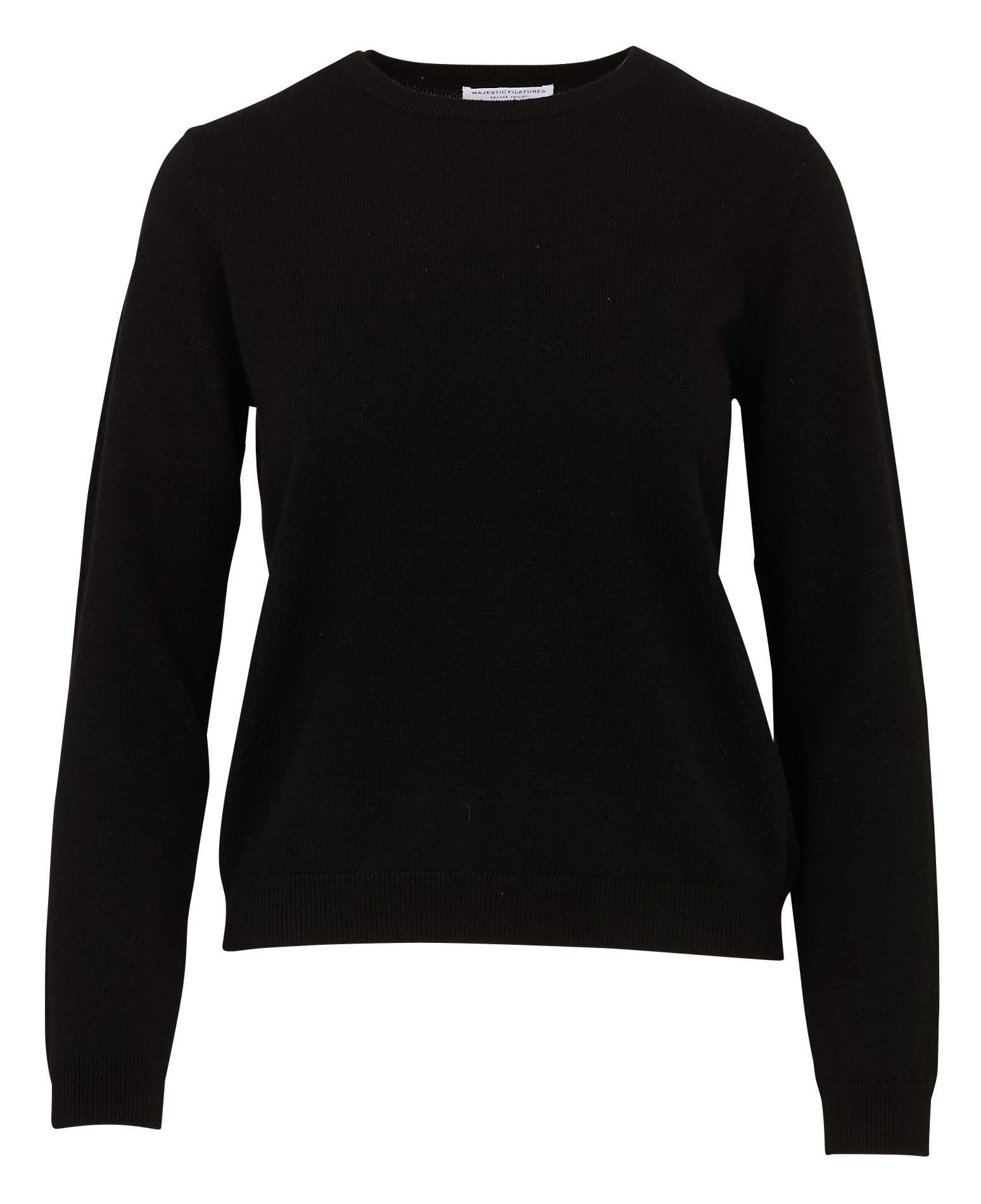 Pull droit uni en cachemire MAJESTIC FILATURES Noir