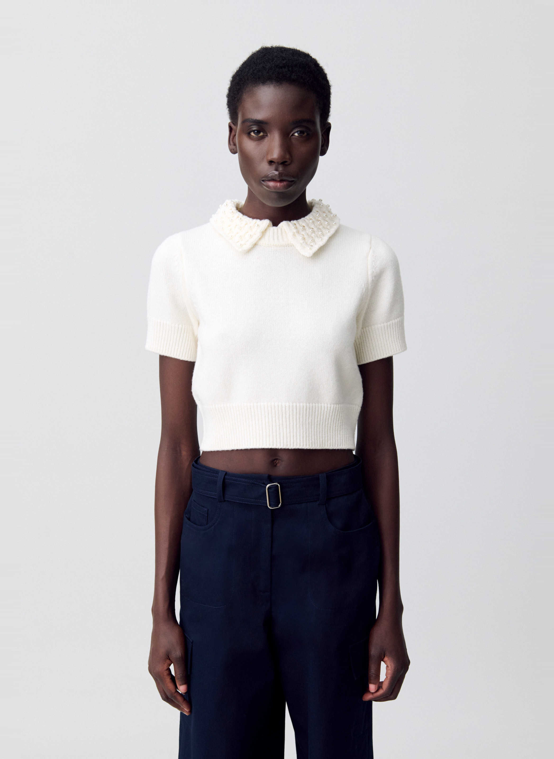 Top ajusté en laine et cachemire CLAUDIE PIERLOT Beige