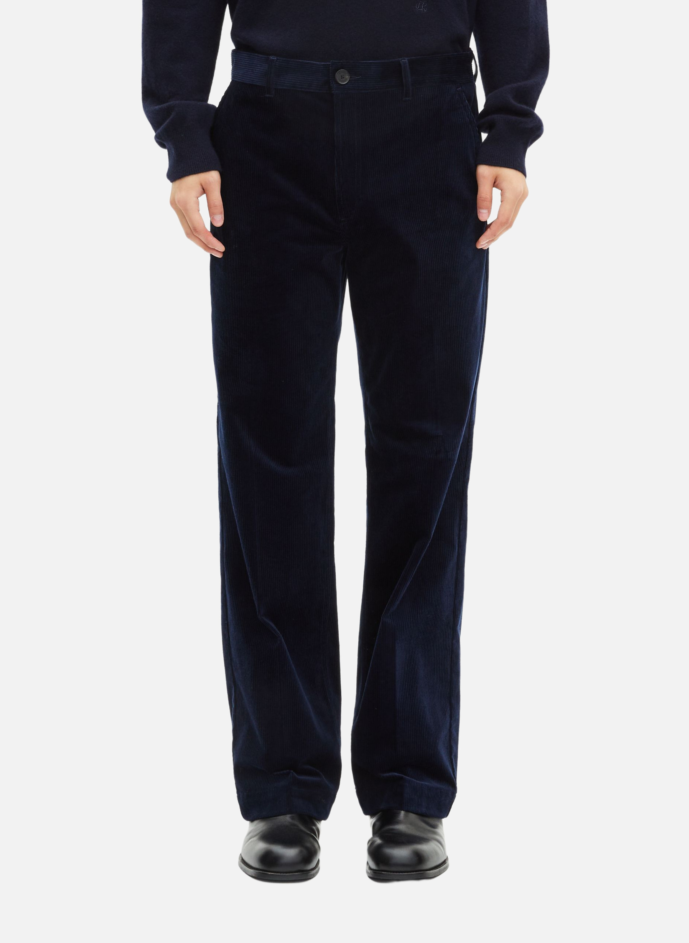 Corduroy cropped pants THE KOOPLES Blue