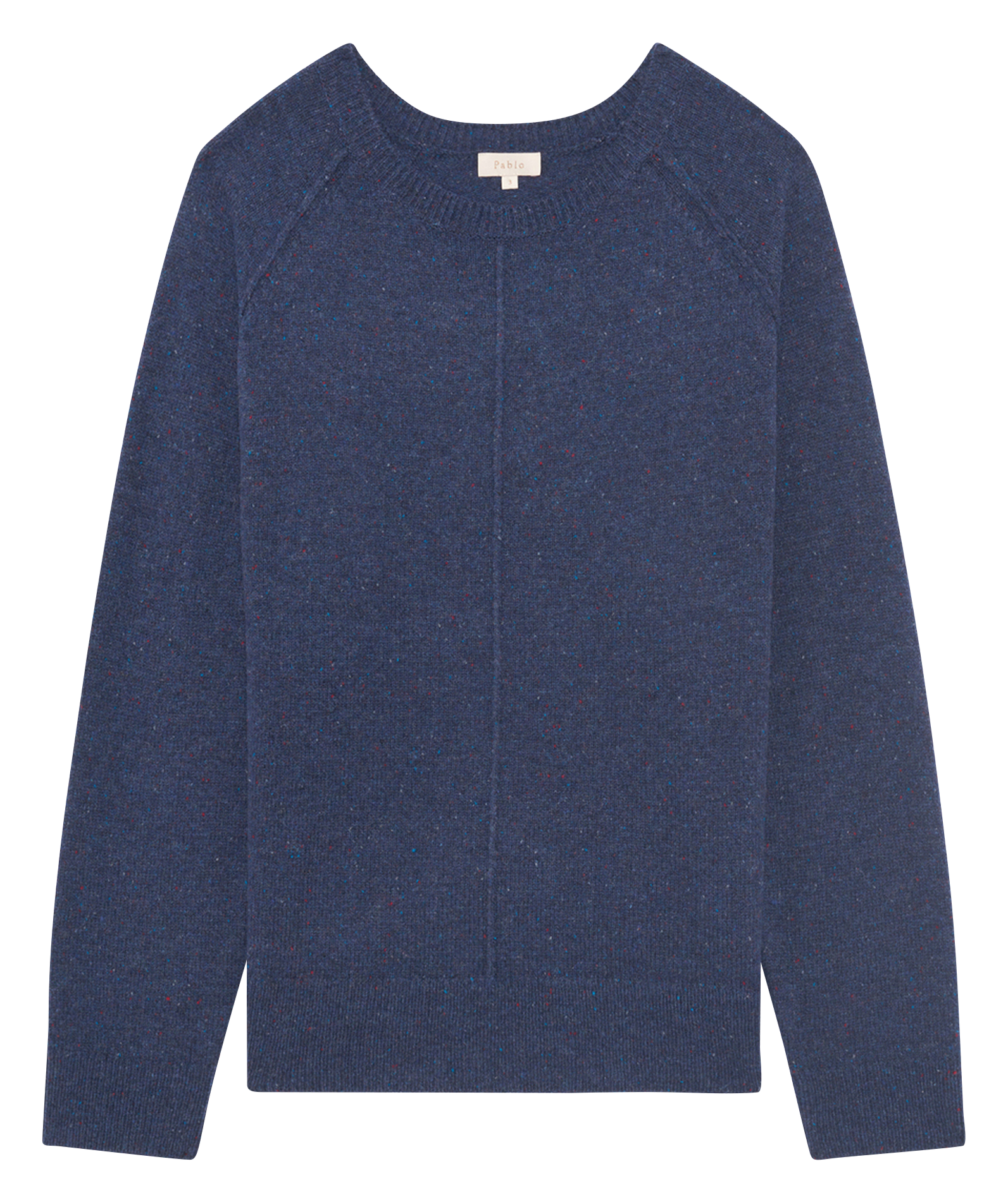 Straight round-neck wool sweater PABLO Blue