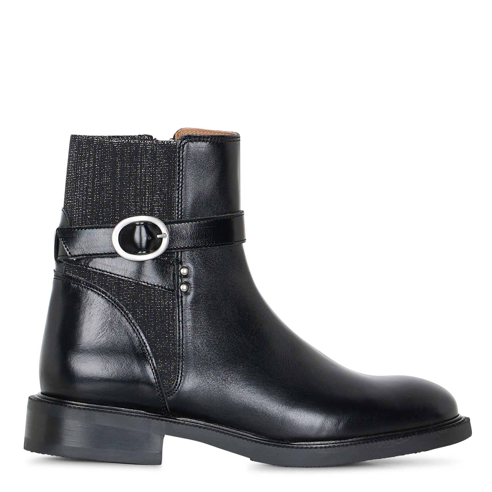 Effen leren enkellaarzen met textuur MAISON TOUFET