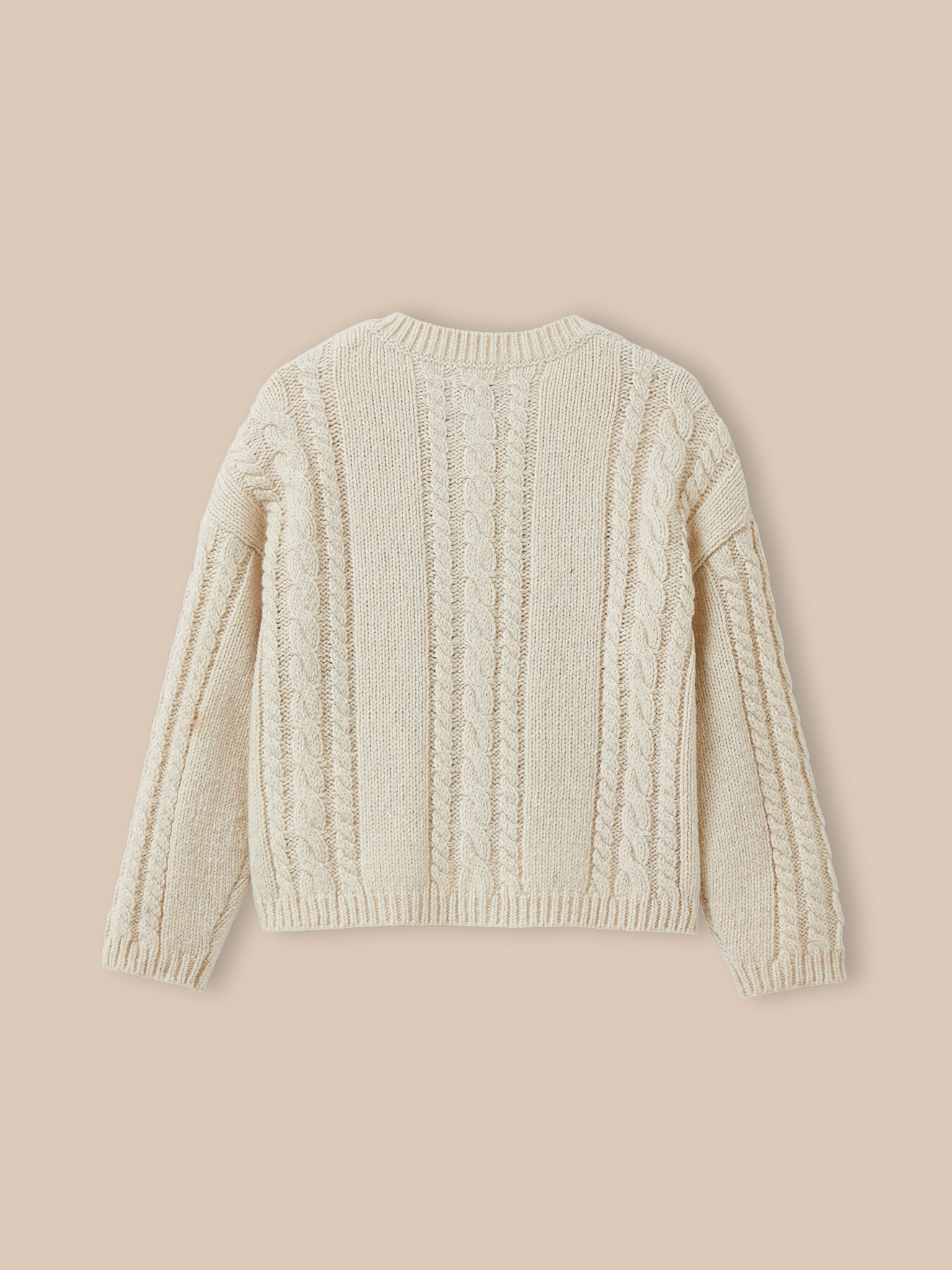 Cable knit wool cardigan CYRILLUS White