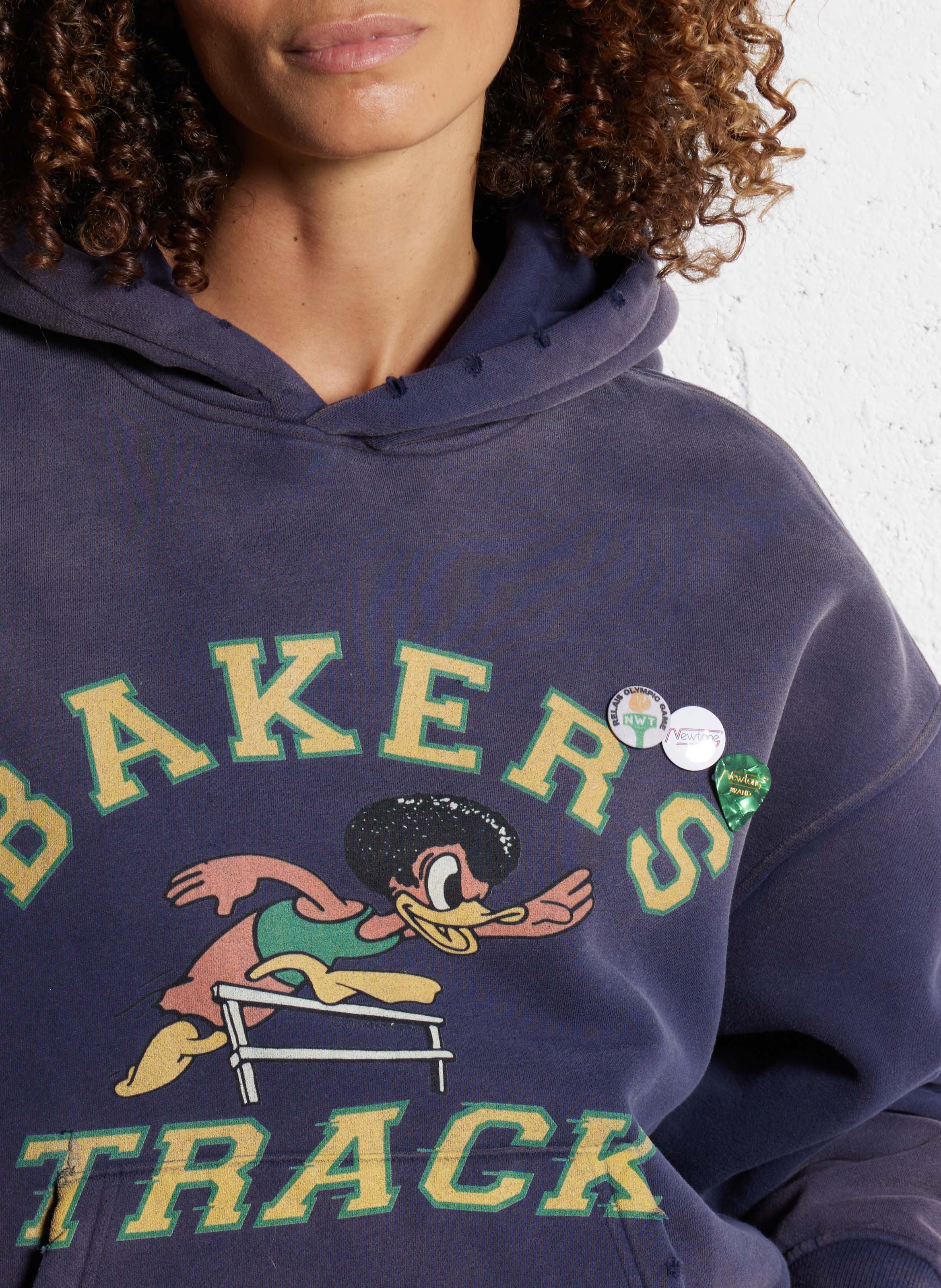 Loose-fit cotton-blend hoodie with screen print NEWTONE Blue