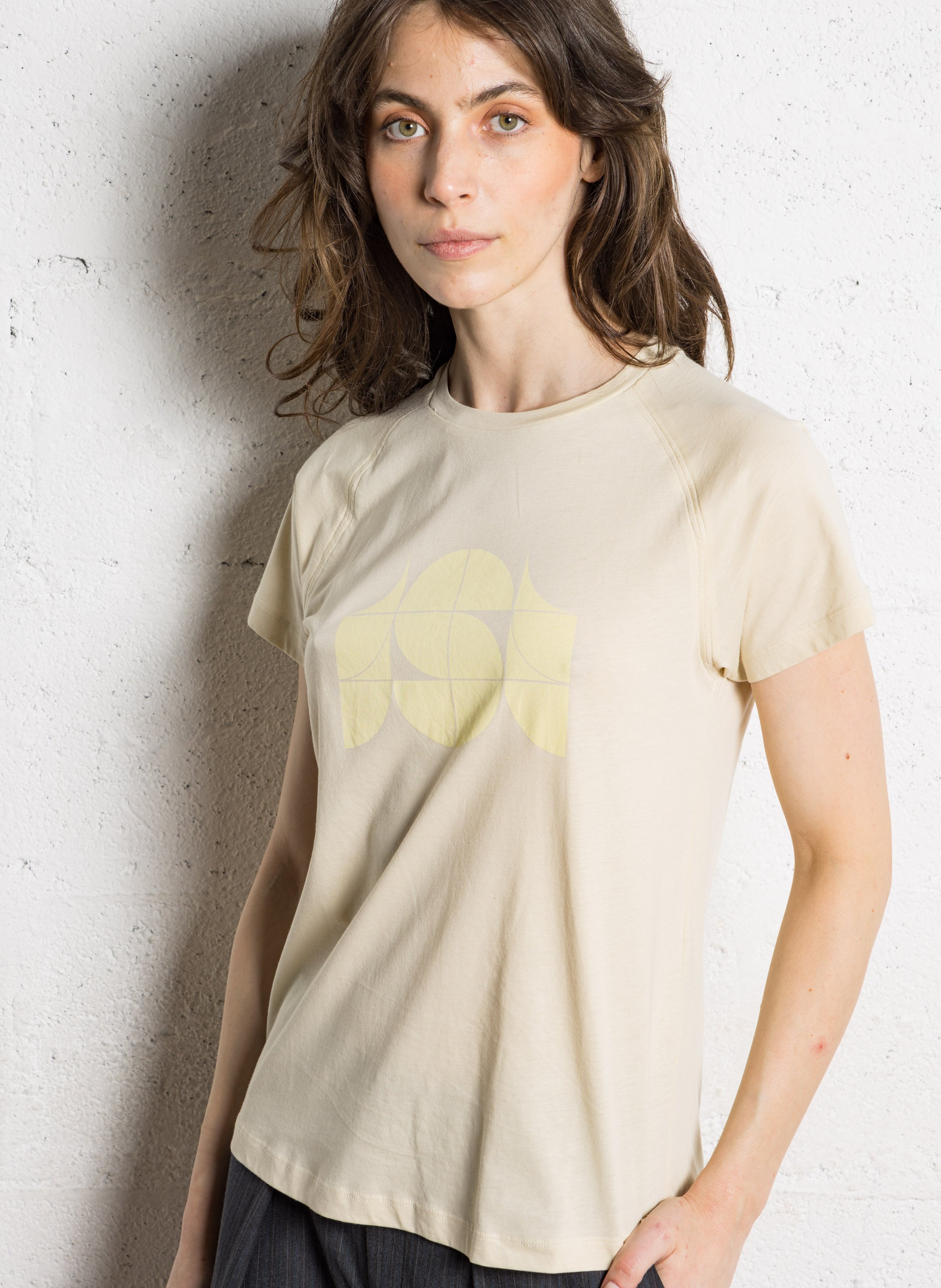 Tee-shirt sérigraphié en coton SOEUR Jaune