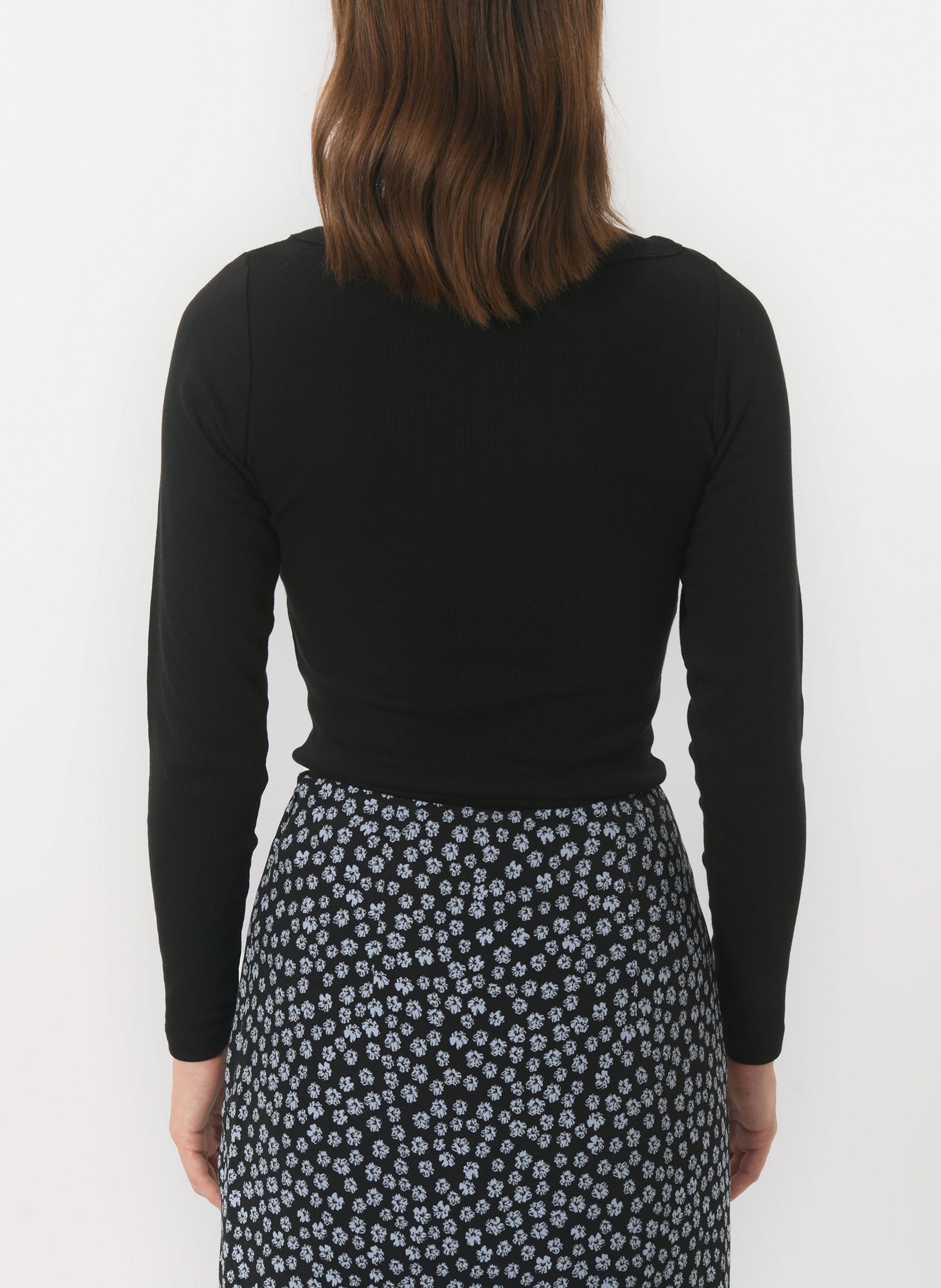 Ribbed fitted boat neck t-shirt KOOKAI Black