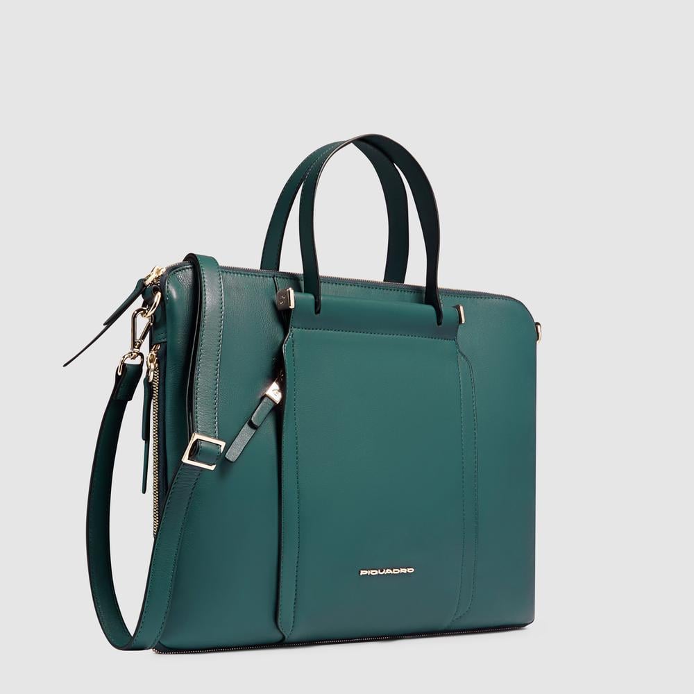 Leather messenger bag PIQUADRO Blue