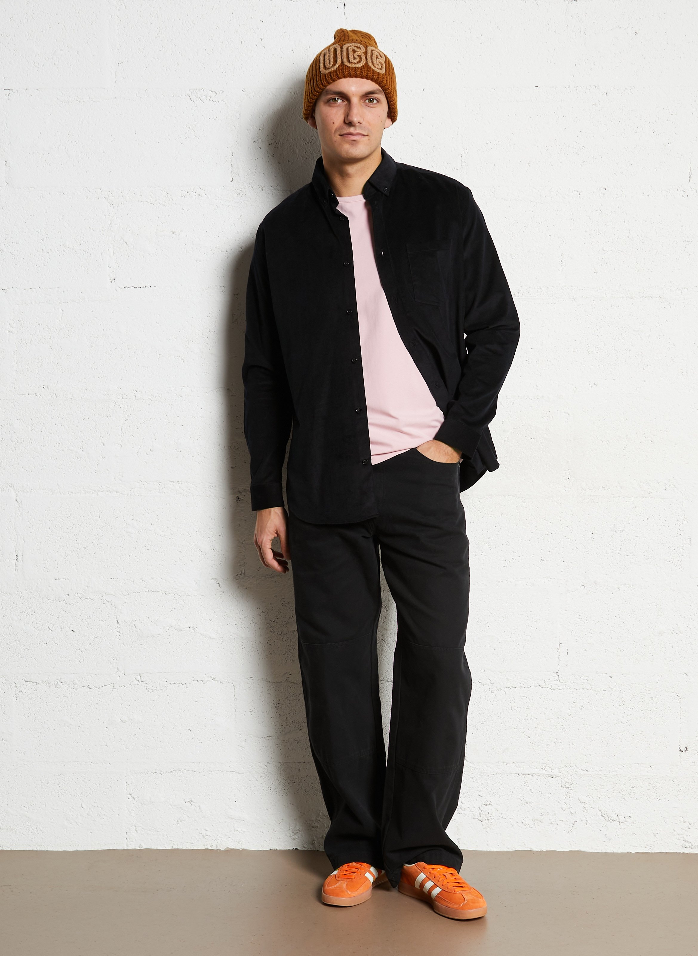 Chemise droite en coton côtelé AU PRINTEMPS PARIS Noir