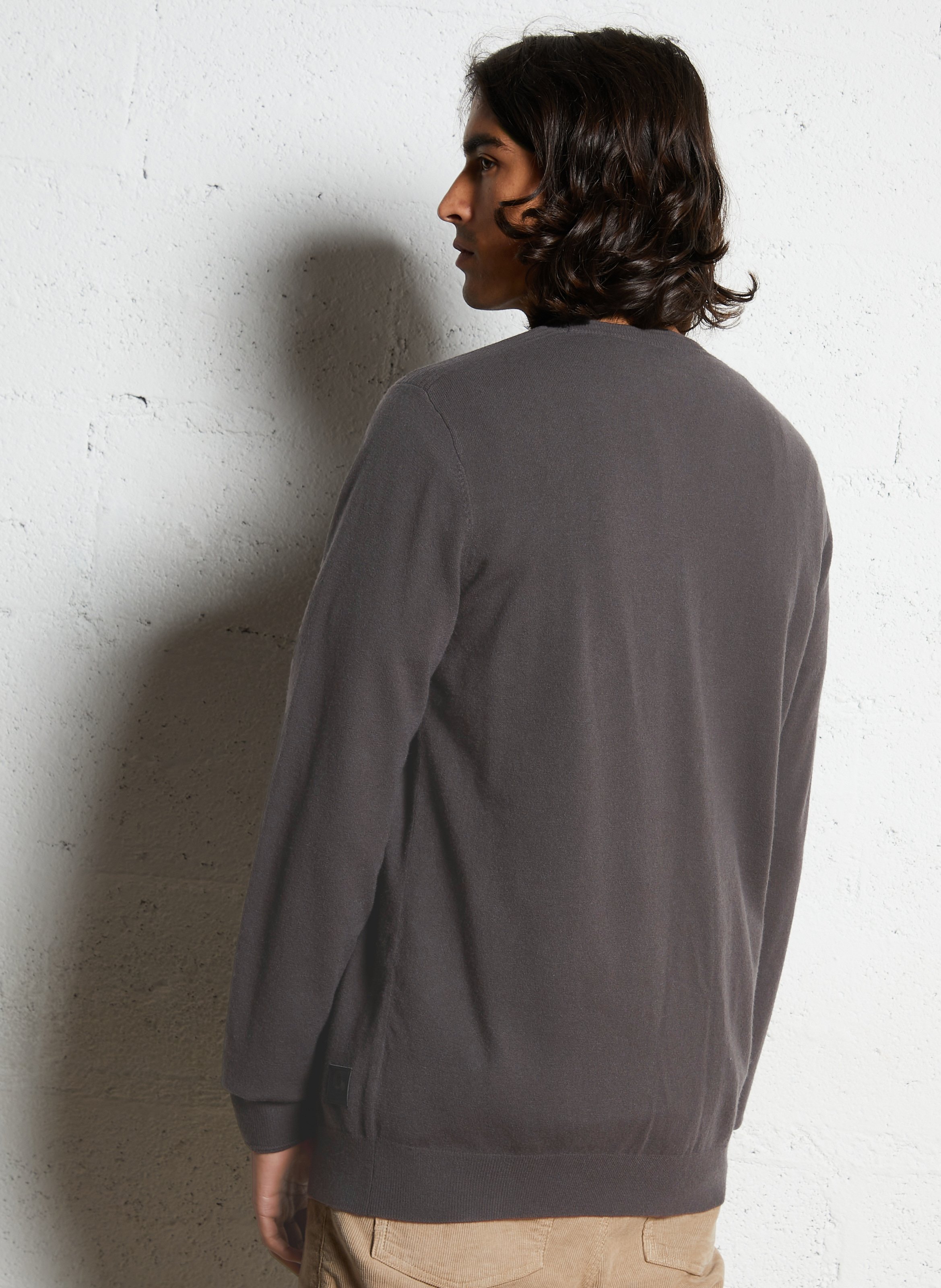 Pull droit col rond en maille unie LE TEMPS DES CERISES Gris