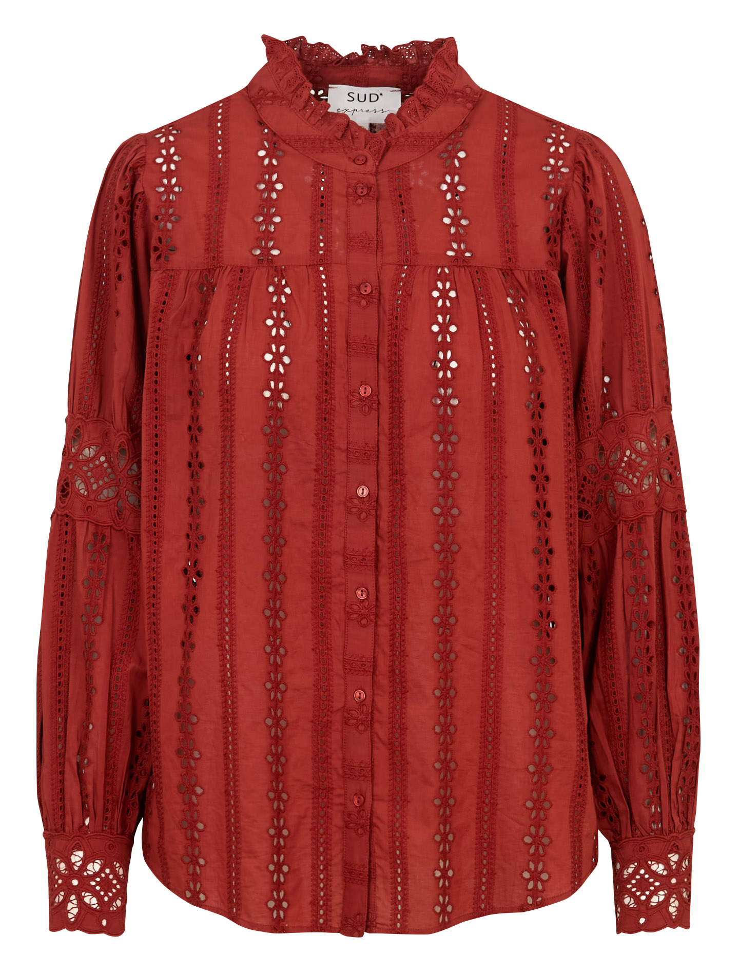 Hoge hals katoenen overhemd SUD EXPRESS Rood