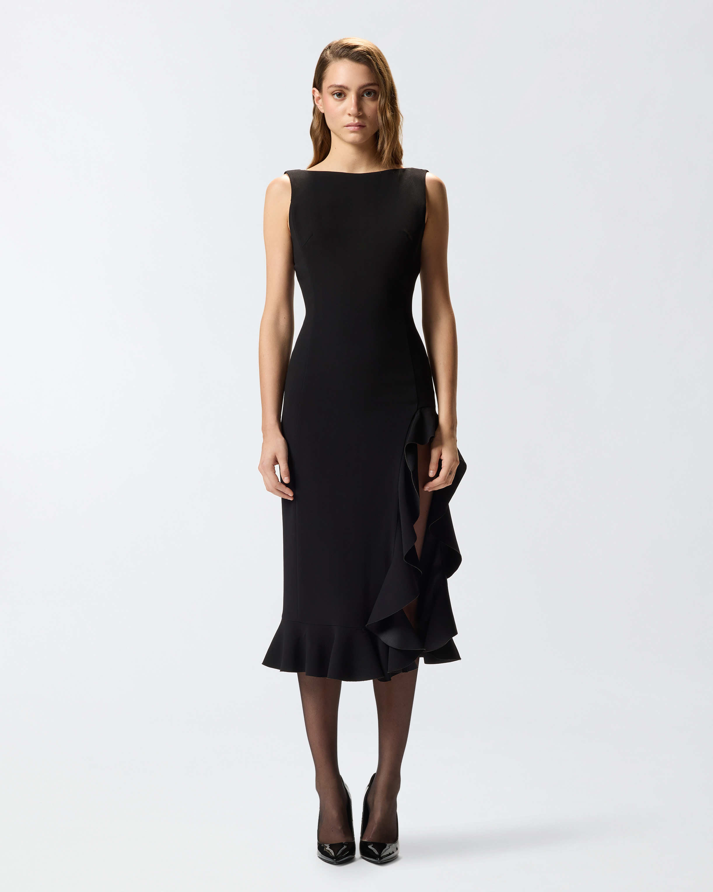 Fitted dress with ruffles PINKO Black