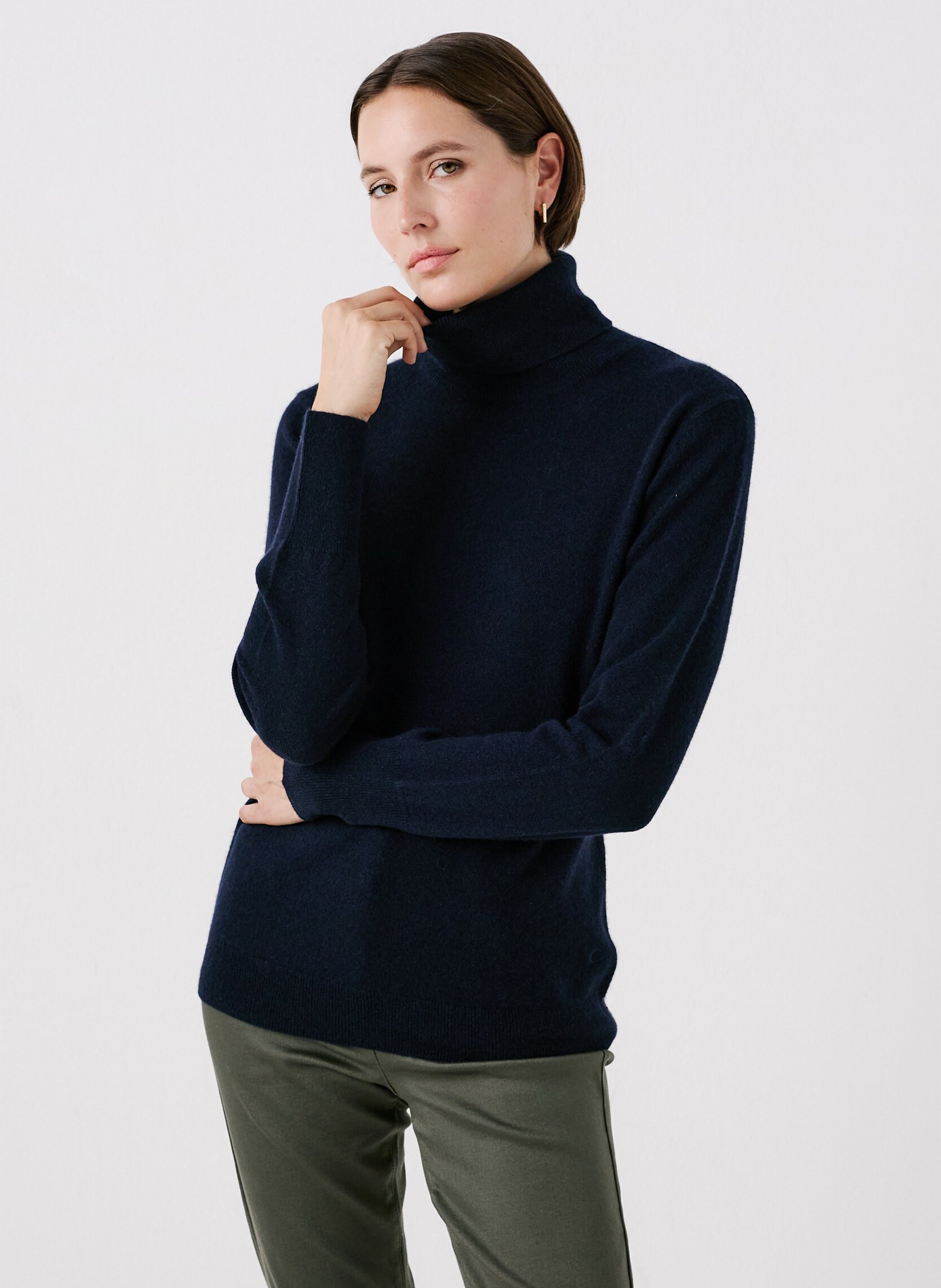 Cashmere straight-cut turtleneck sweater CAROLL Blue