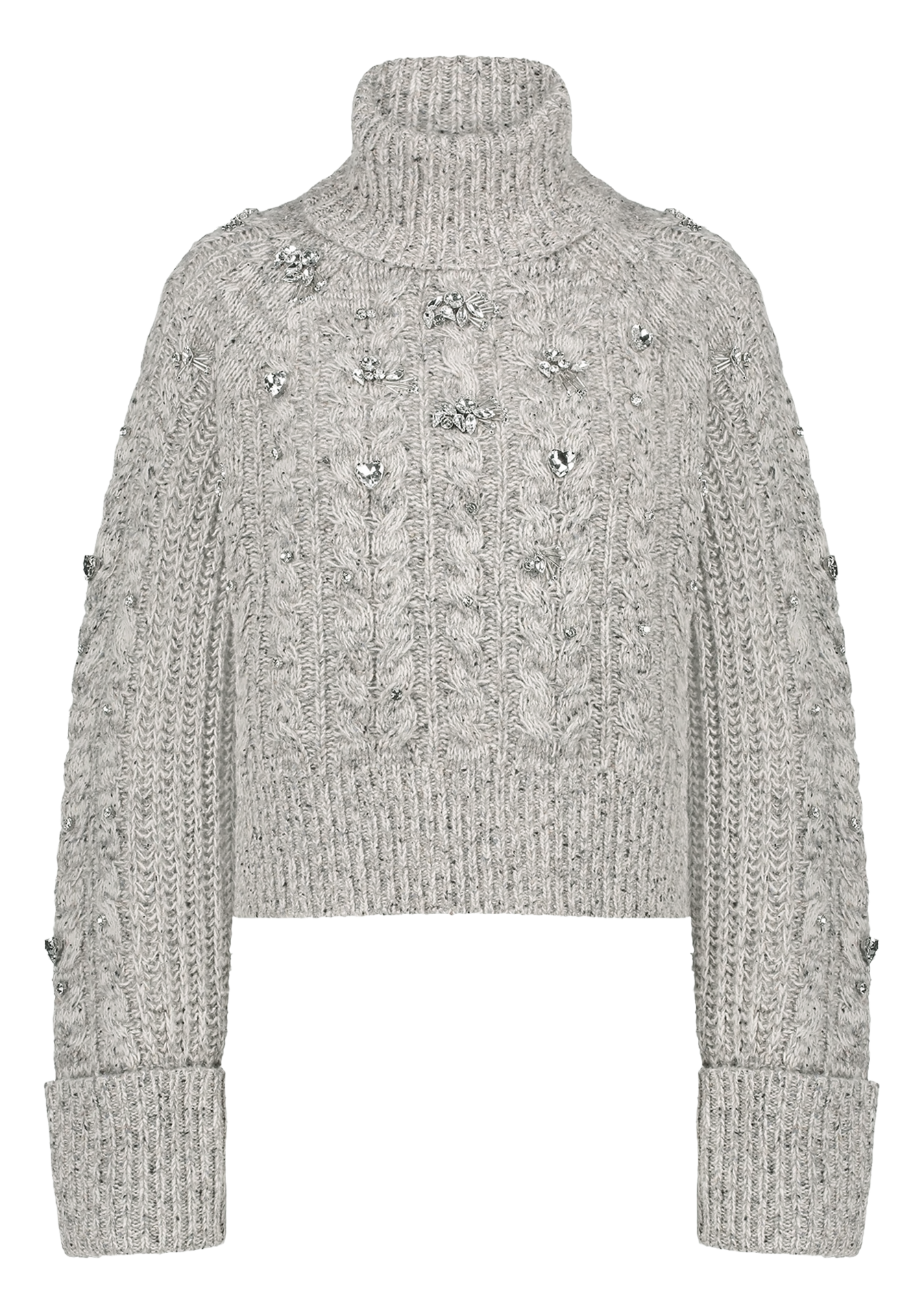 Rechte coltrui van gemengde wol met strass FABIENNE CHAPOT Beige