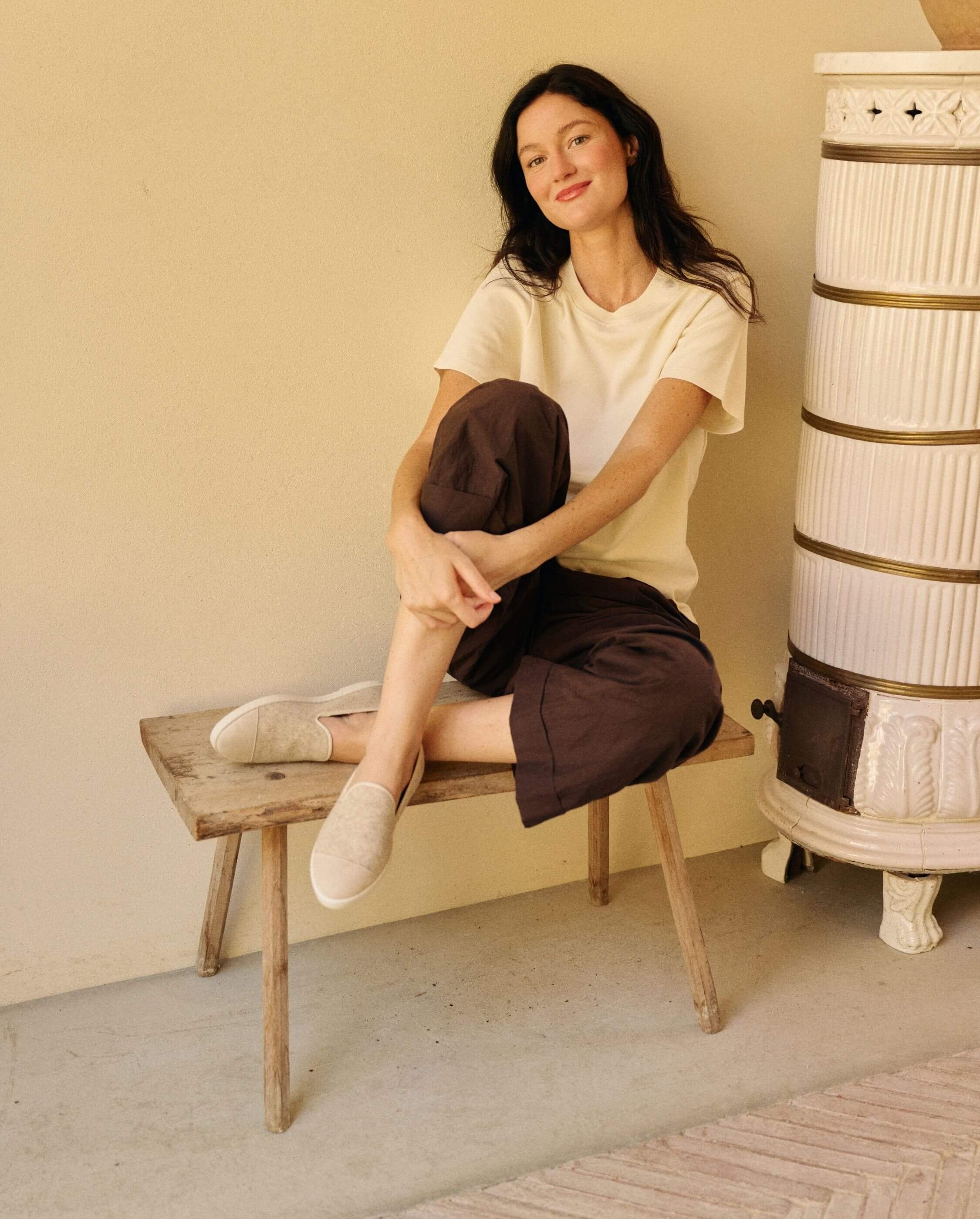 Women's wool slipper, beige nude ANGARDE Beige