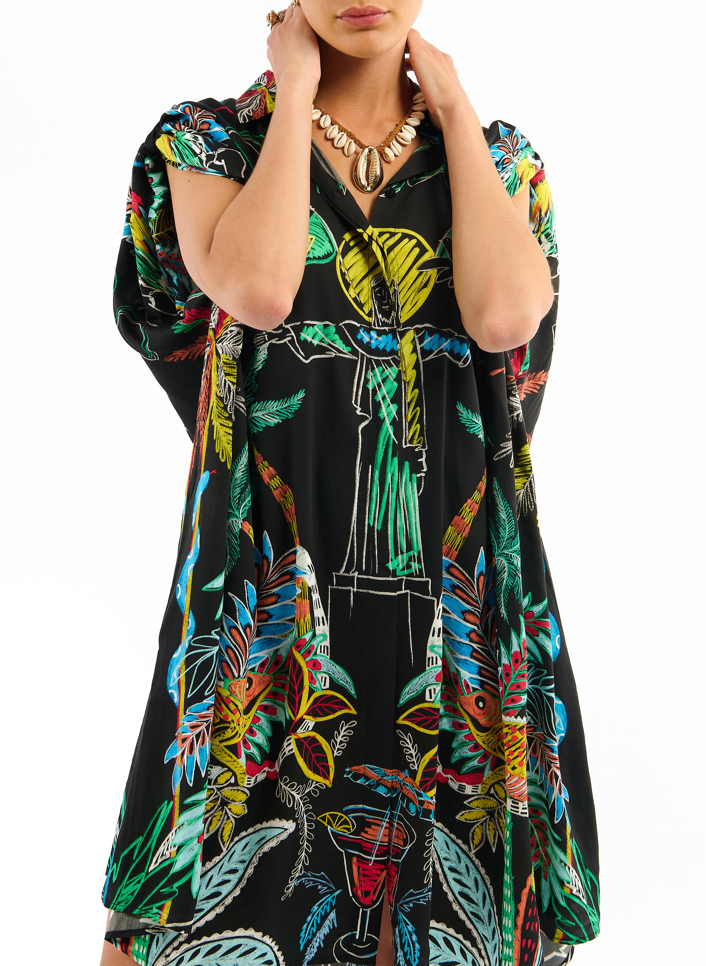 Robe chemise ample imprimée WILD Noir