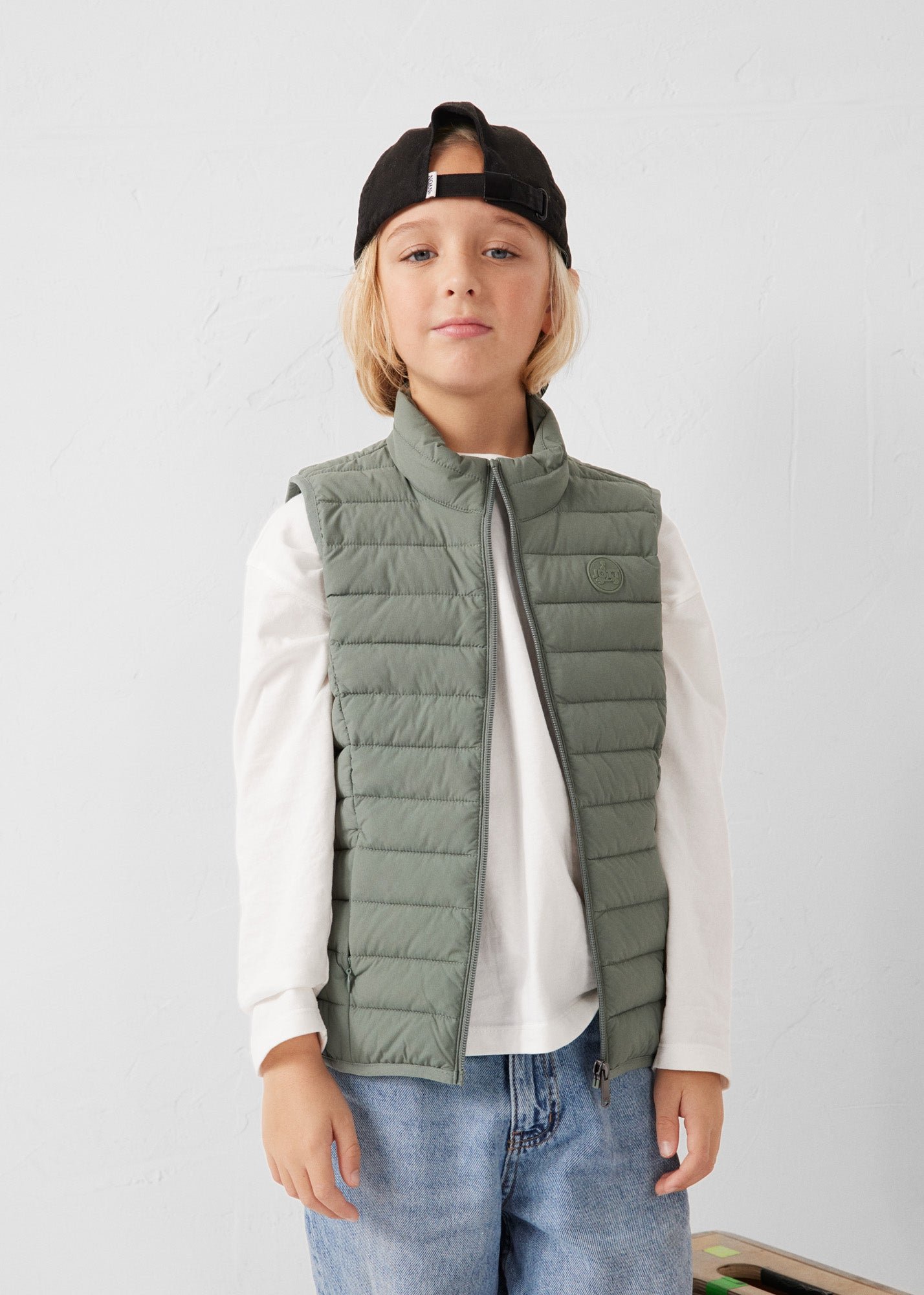 Stretch sleeveless children's down vest Soan JOTT Green
