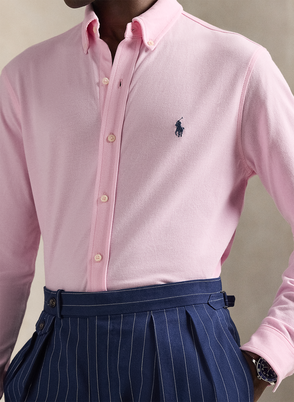 Fitted knit shirt Pink