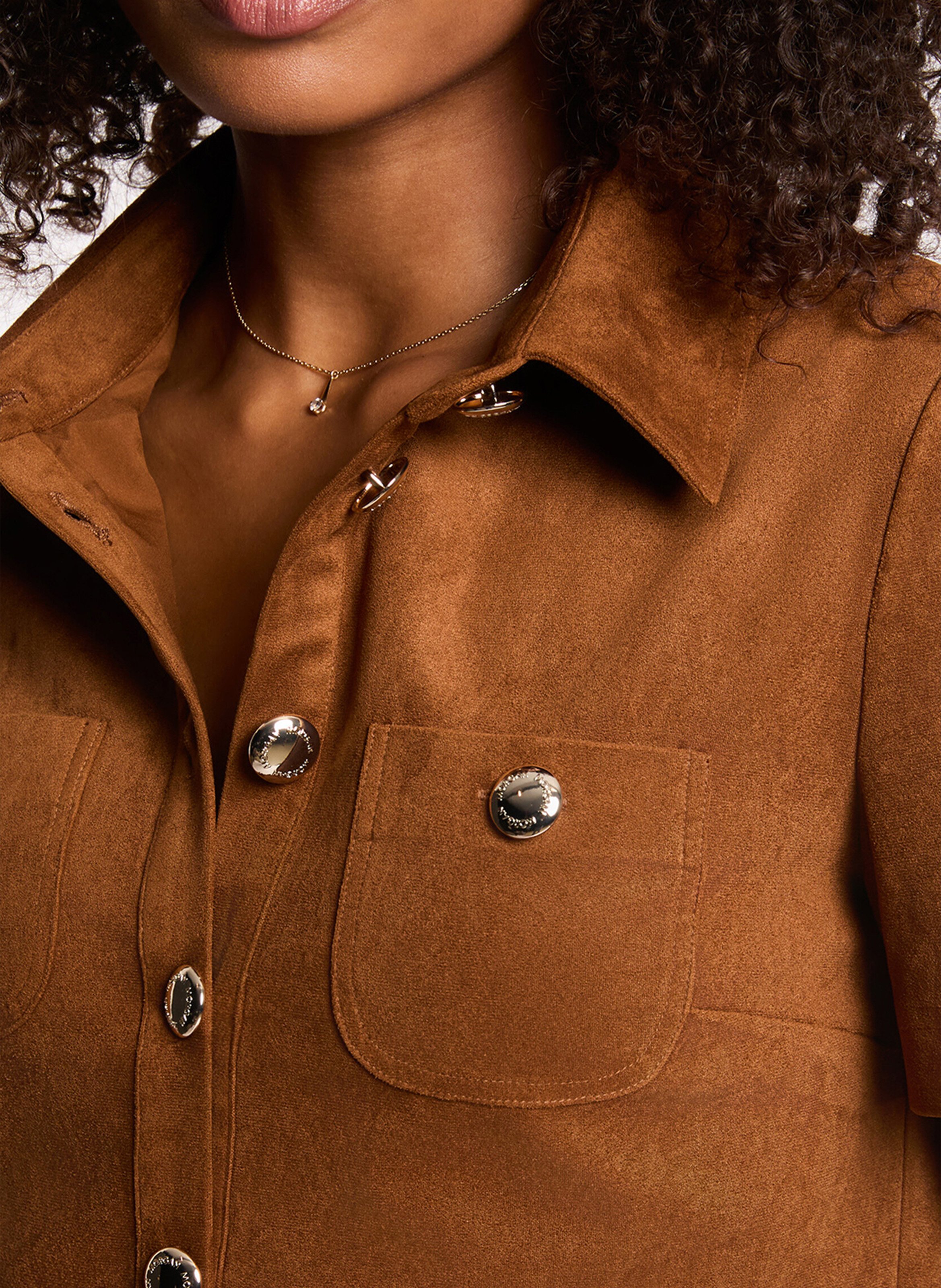 Robe courte boutonnée suédine MORGAN Marron