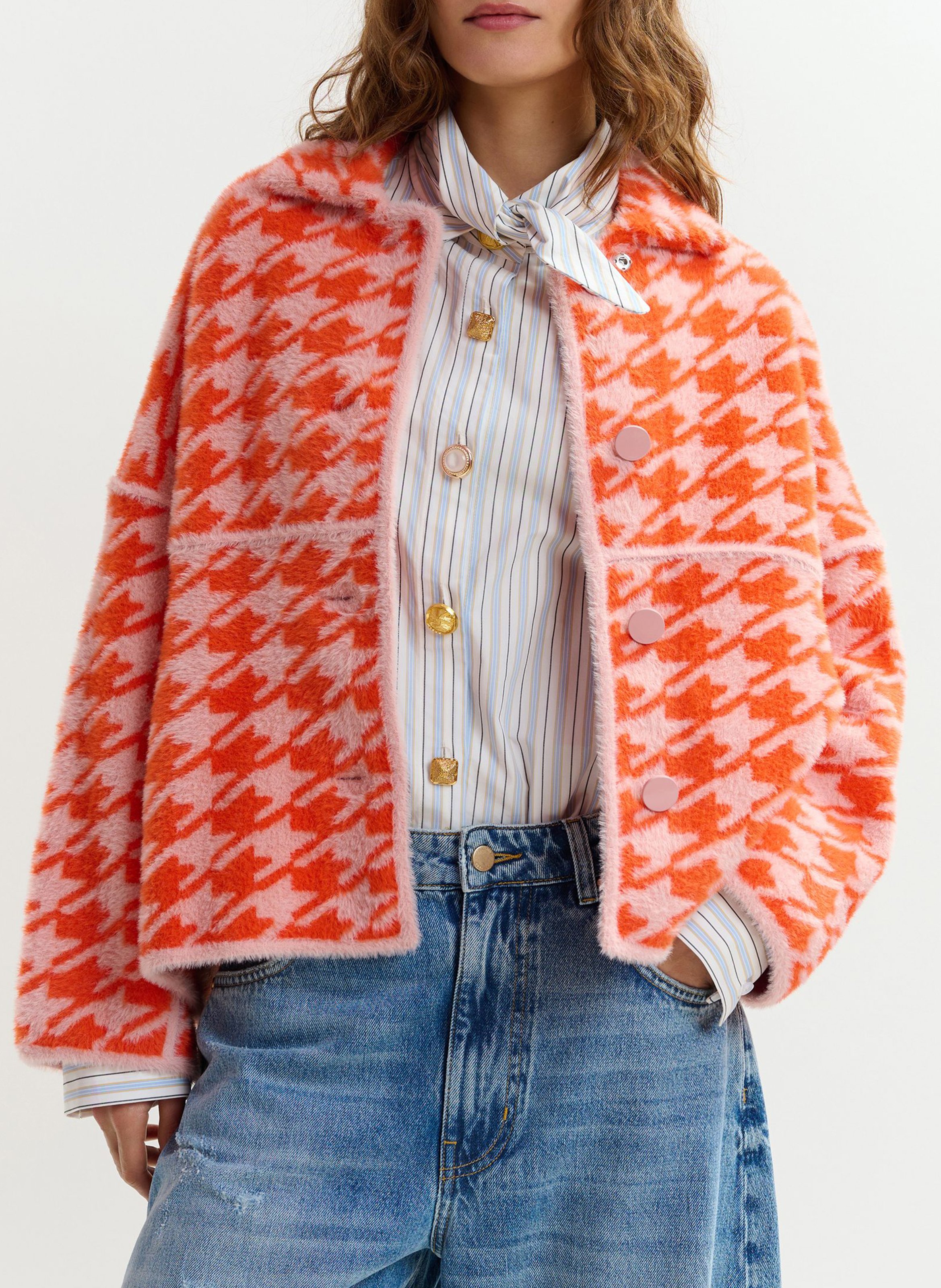 Straight jacket with classic collar print ESSENTIEL ANTWERP Orange