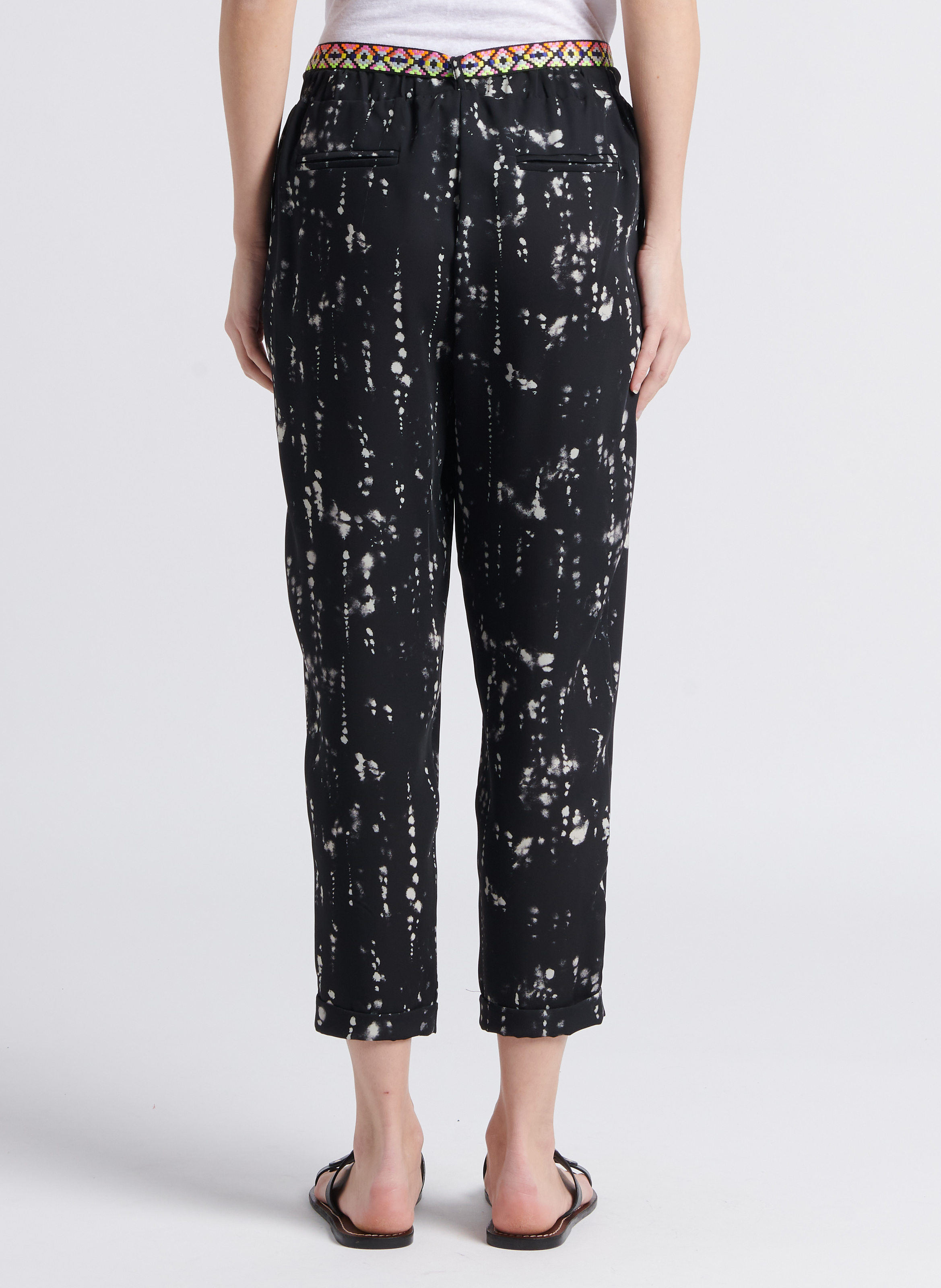 Pantalon 7/8ème taille haute avec ceinture PLEASE Noir