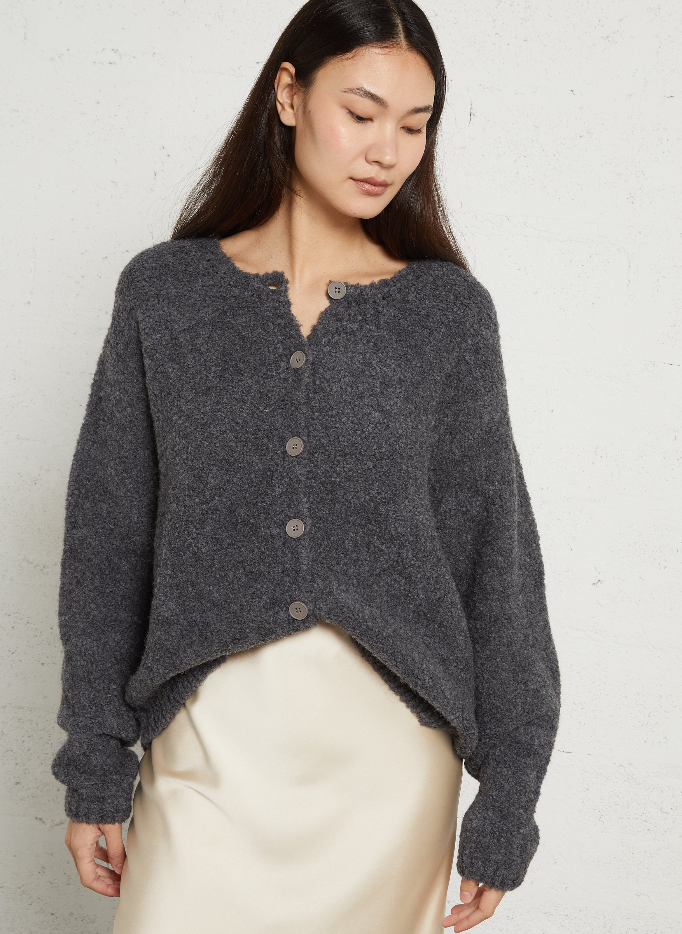 Oversized cardigan van wolmix AMERICAN VINTAGE Grijs