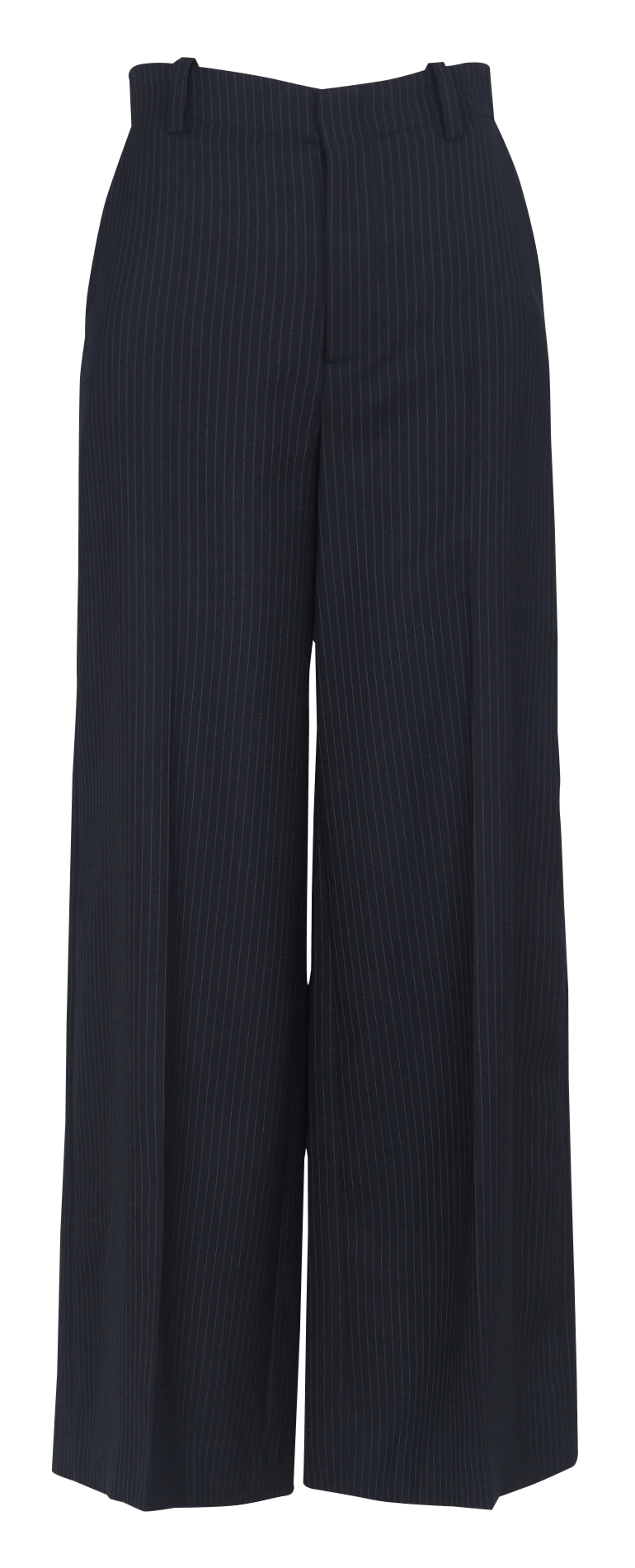 Pantalon large en laine rayée MARGAUX LONNBERG Bleu