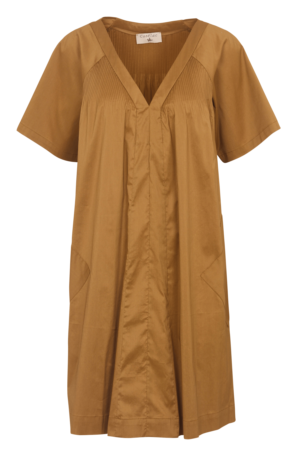 Korte jurk met V-hals COTELAC Brown