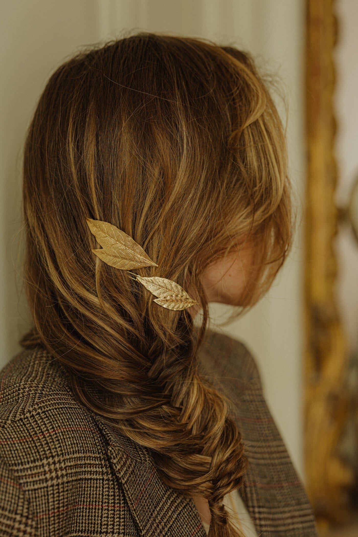 Gold-plated leaf hair clip MONSIEUR SIMONE Silver