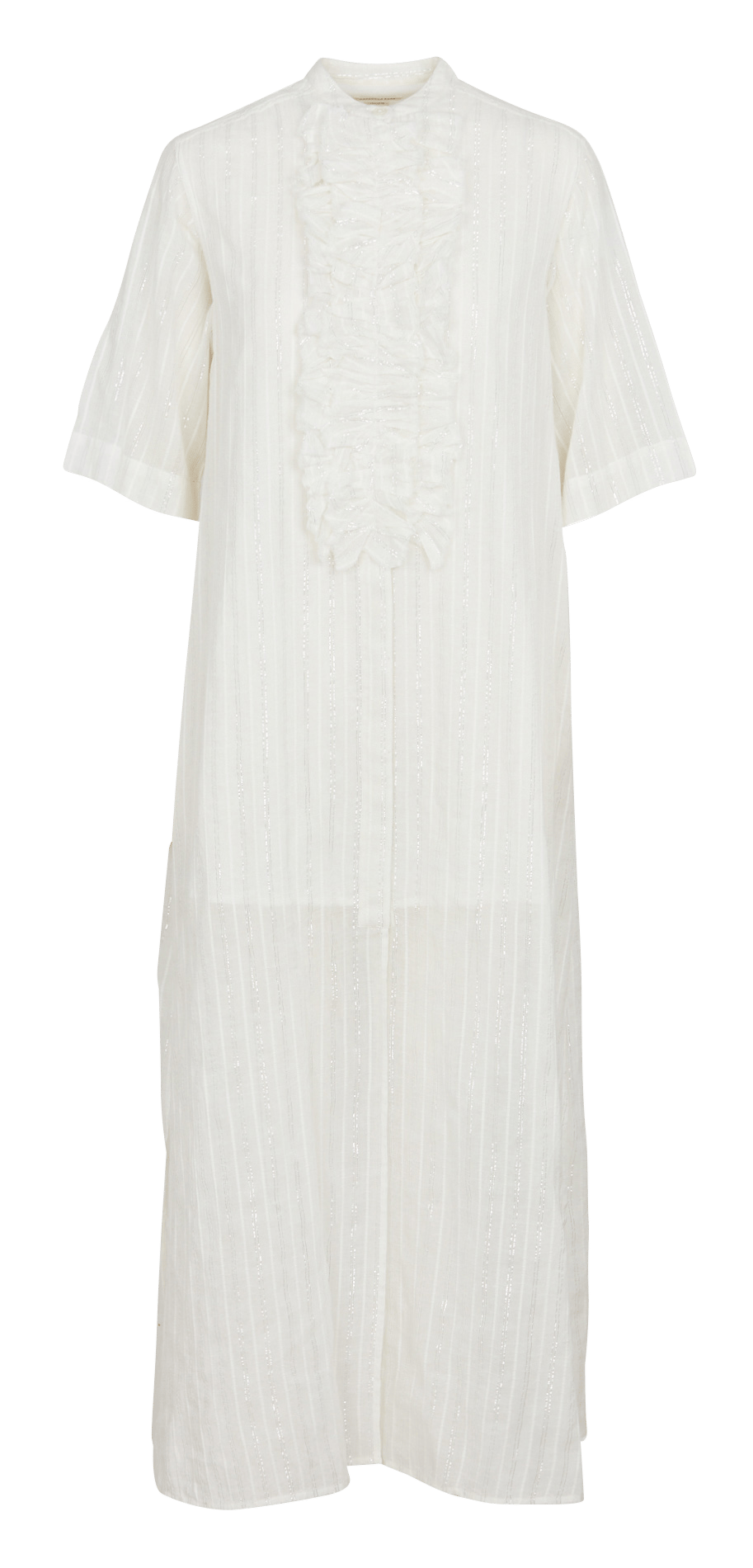 Long cotton-blend dress with round neck LAURENCE BRAS White