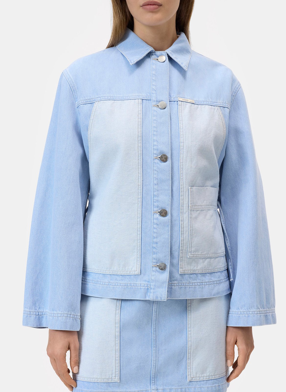 Veste oversize col classique en coton et coton recyclé mélangé CLOSED Bleu