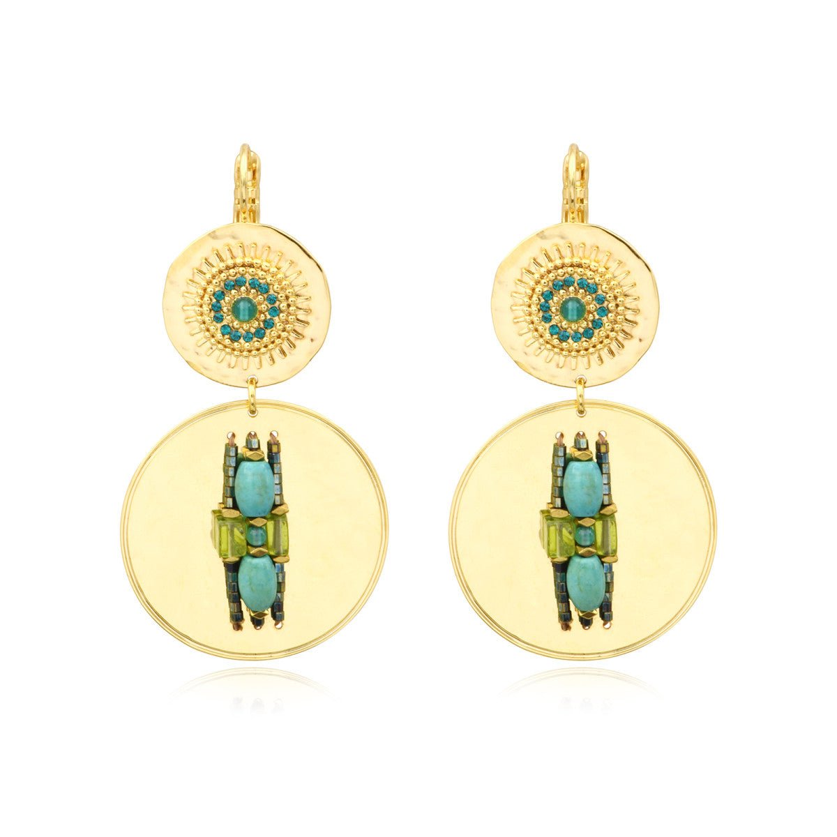 Wide sleeper earrings in gold-plated finish SATELLITE PARIS Green