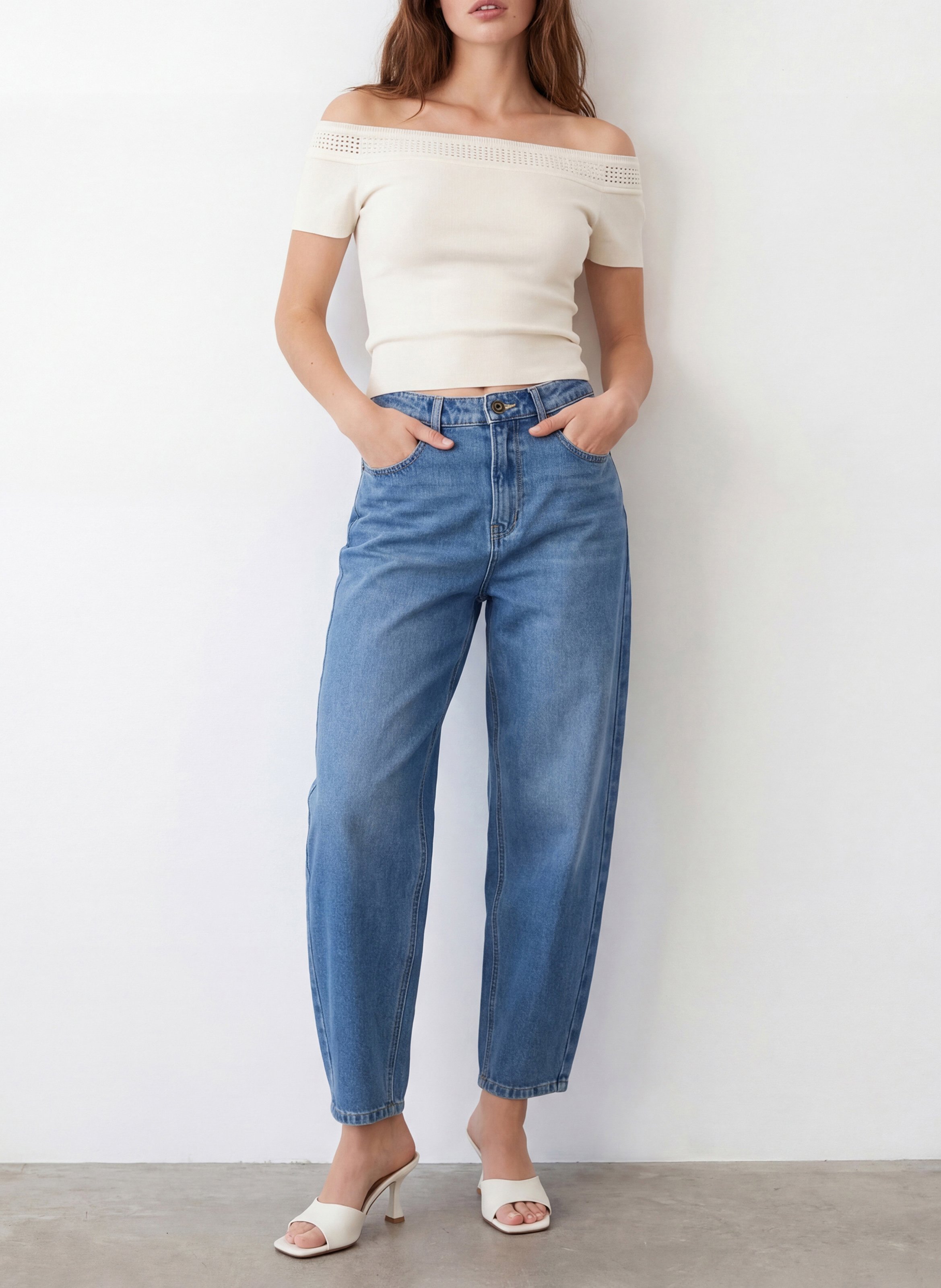 Oberteil mit Bootsausschnitt, tailliert KOOKAI Weiss