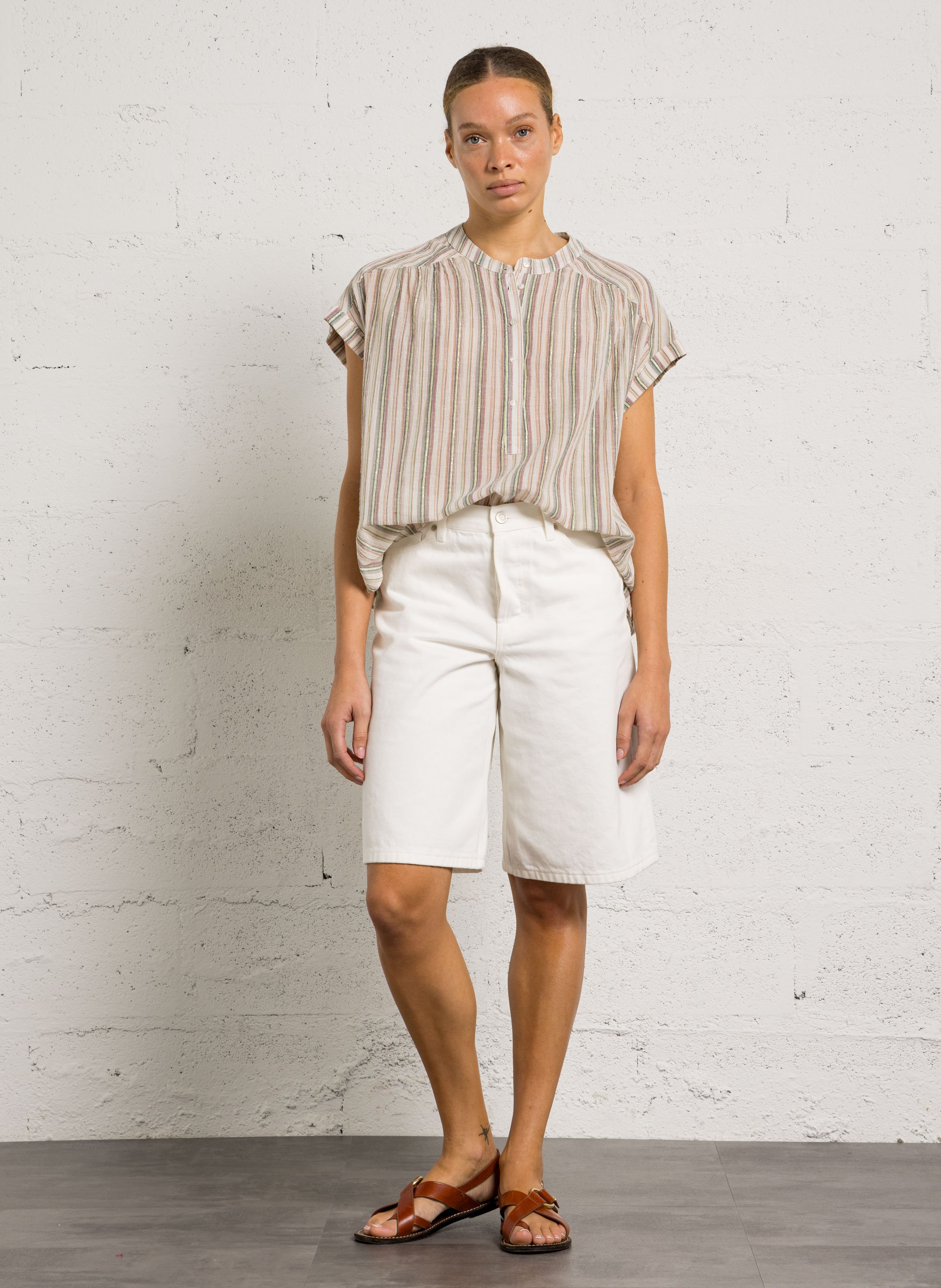 Rundhalsausschnitt gestreiftes Top SUD EXPRESS Mehrfarbig