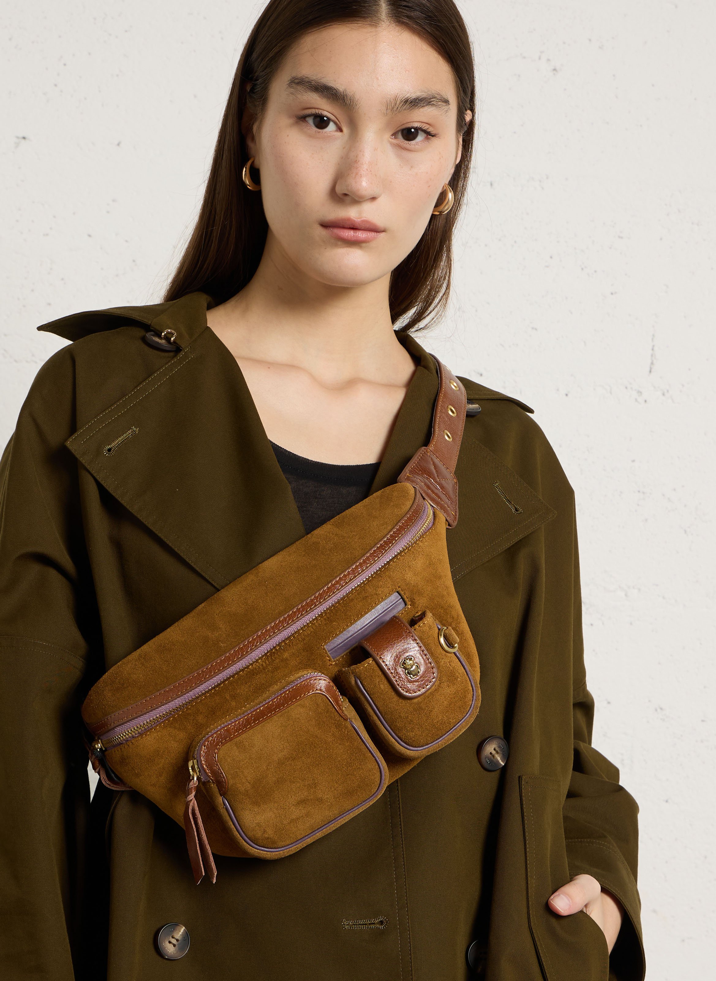 Sac ceinture en cuir CLARIS VIROT Marron