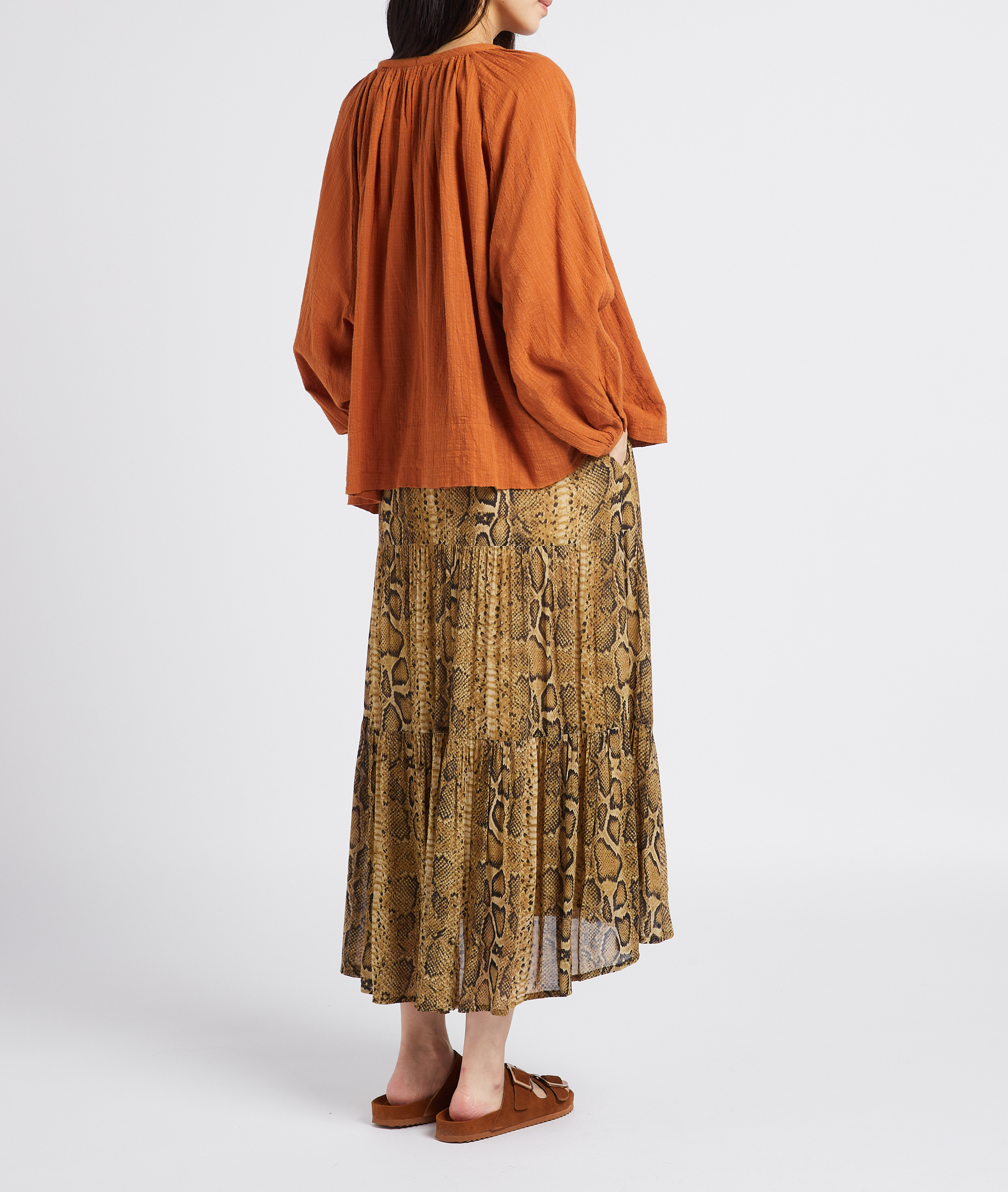 Loose-fit textured blouse SWILDENS Orange