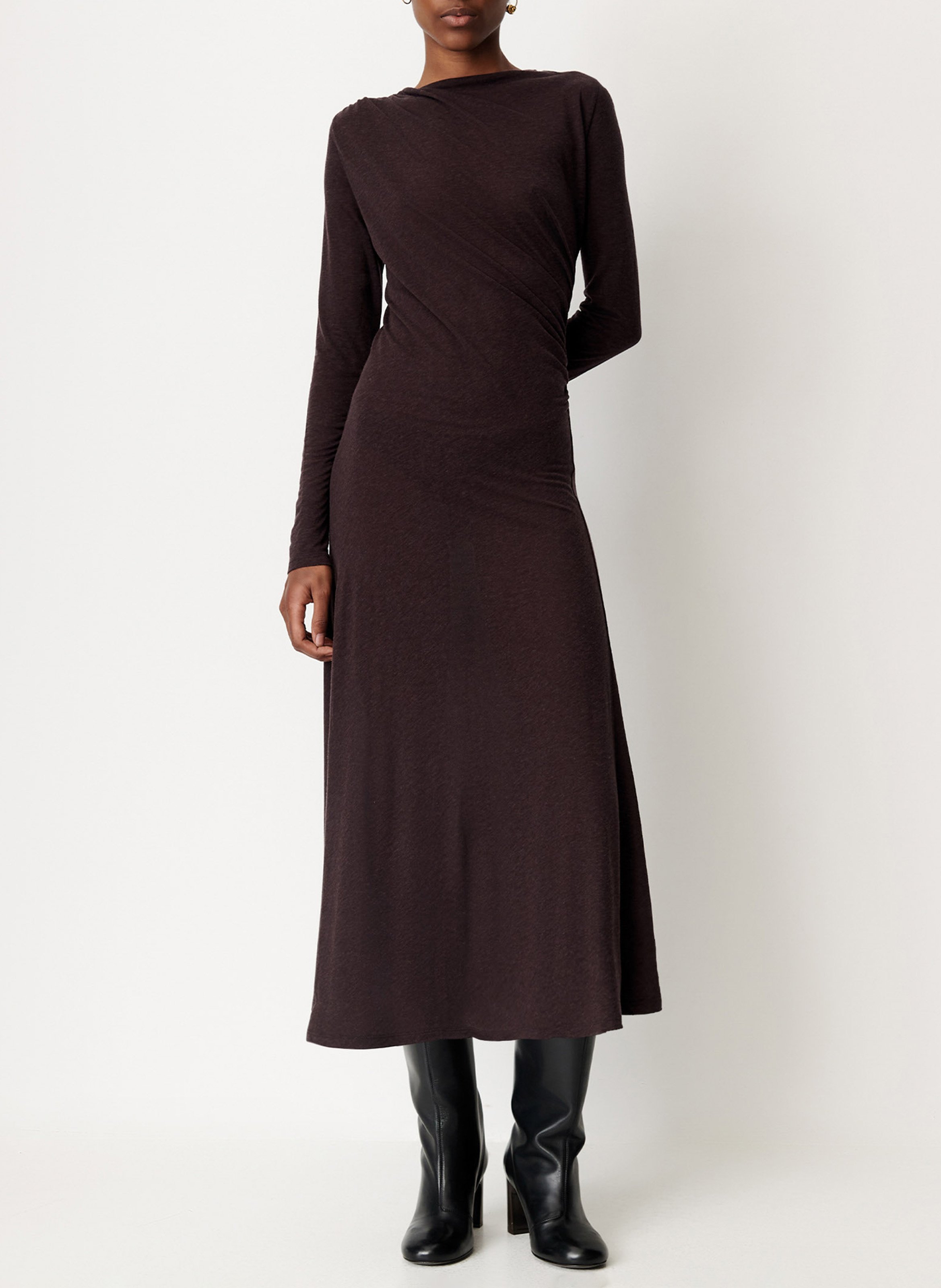 Robe cintrée évasée avec décolleté dos SESSUN Marron