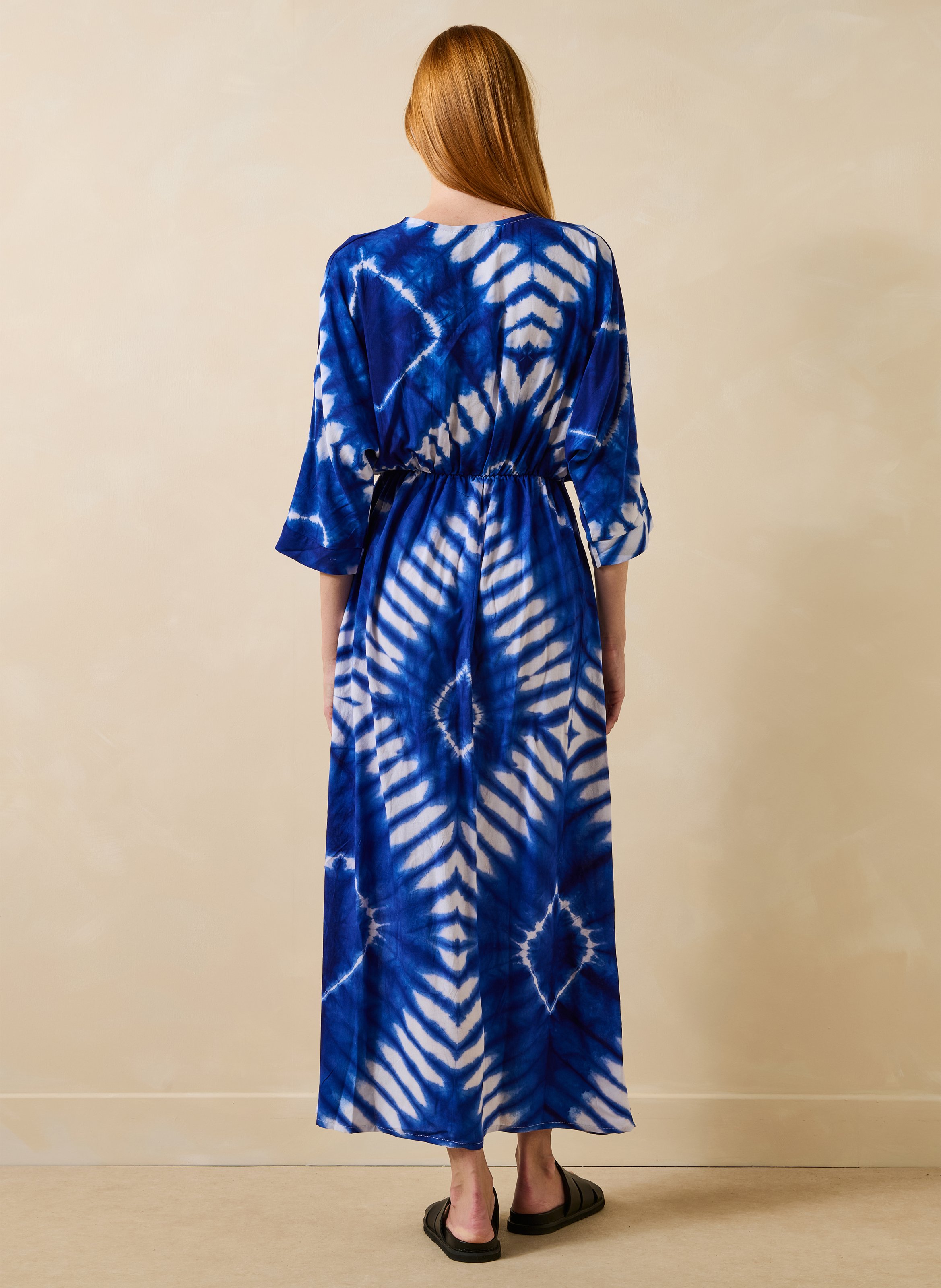 Long loose-fit printed dress LA FEE MARABOUTEE Blue