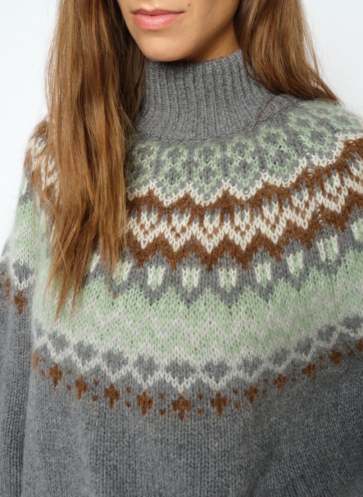 Pull ample imprimé en laine mélangée MOS MOSH Gris