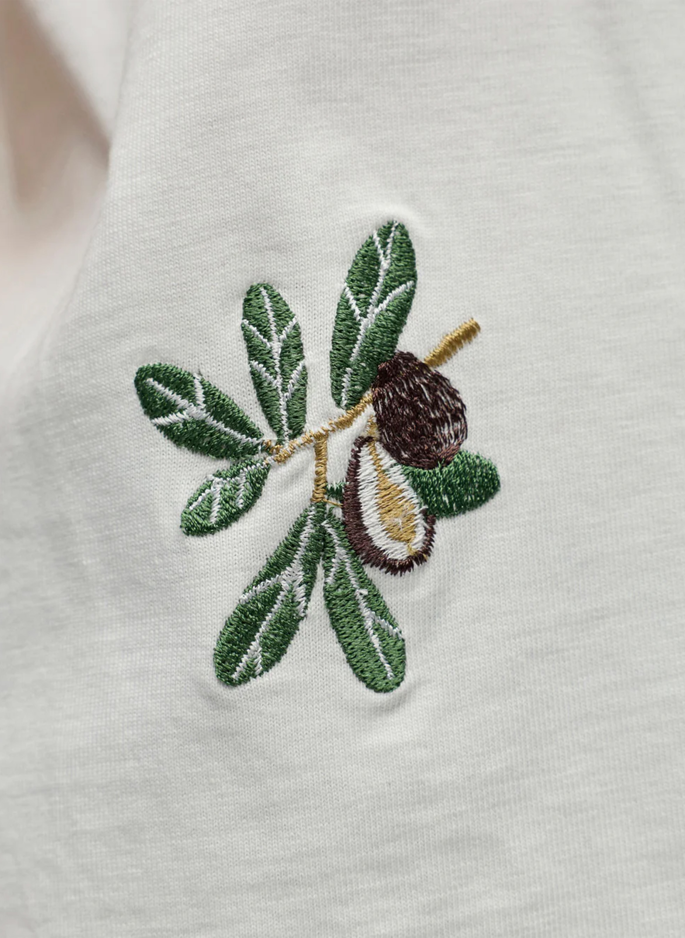 Straight-cut round-neck T-shirt in embroidered cotton OBJECT Beige