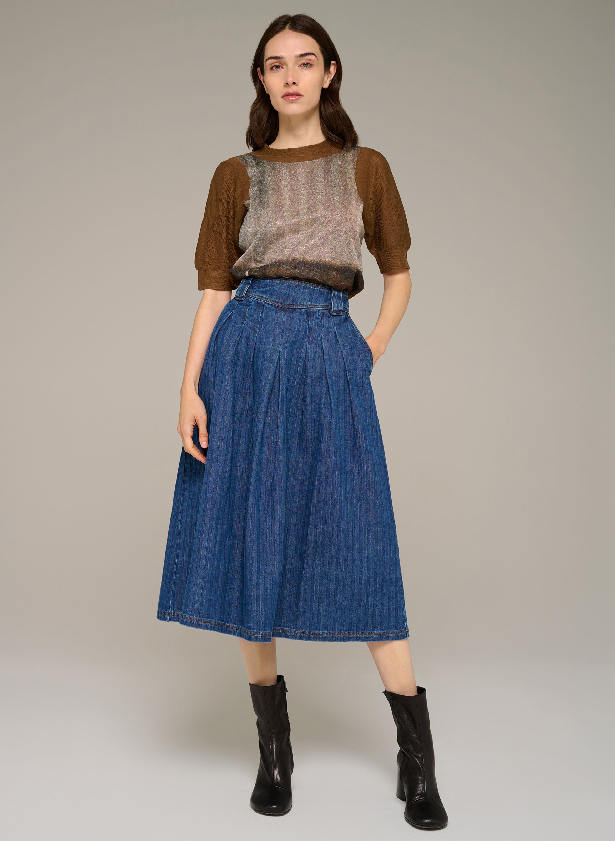 Ausgestellter Midi-Jeansrock COTELAC Blau