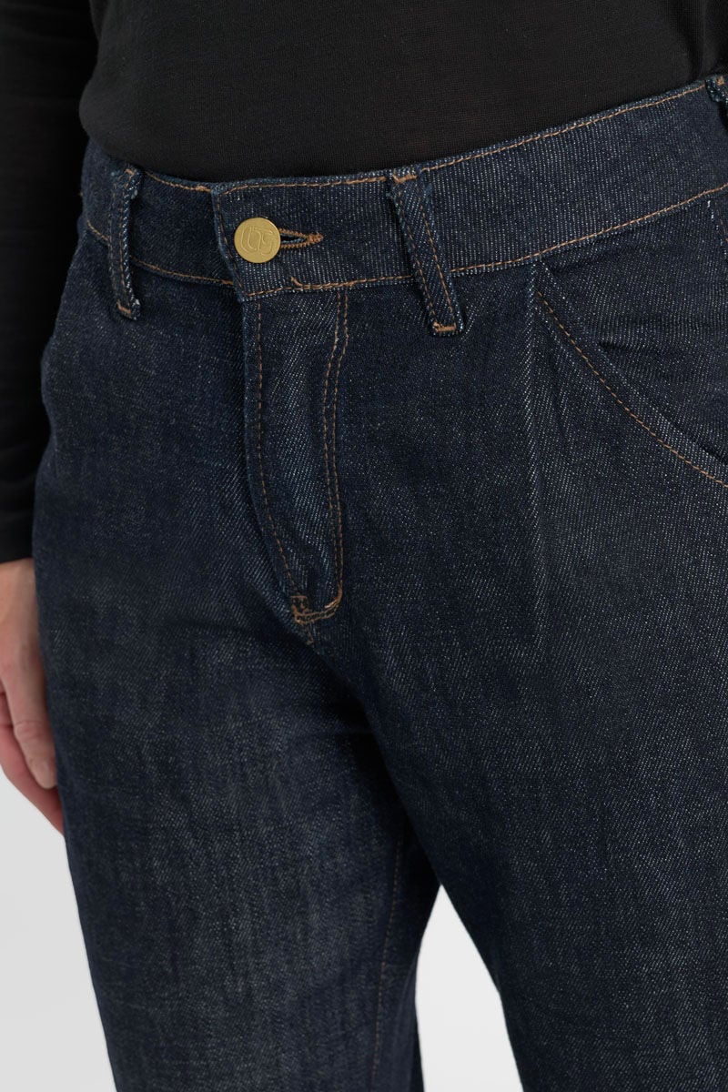 Loose, oversized girlfriend jeans, 7/8 length LE TEMPS DES CERISES Blue