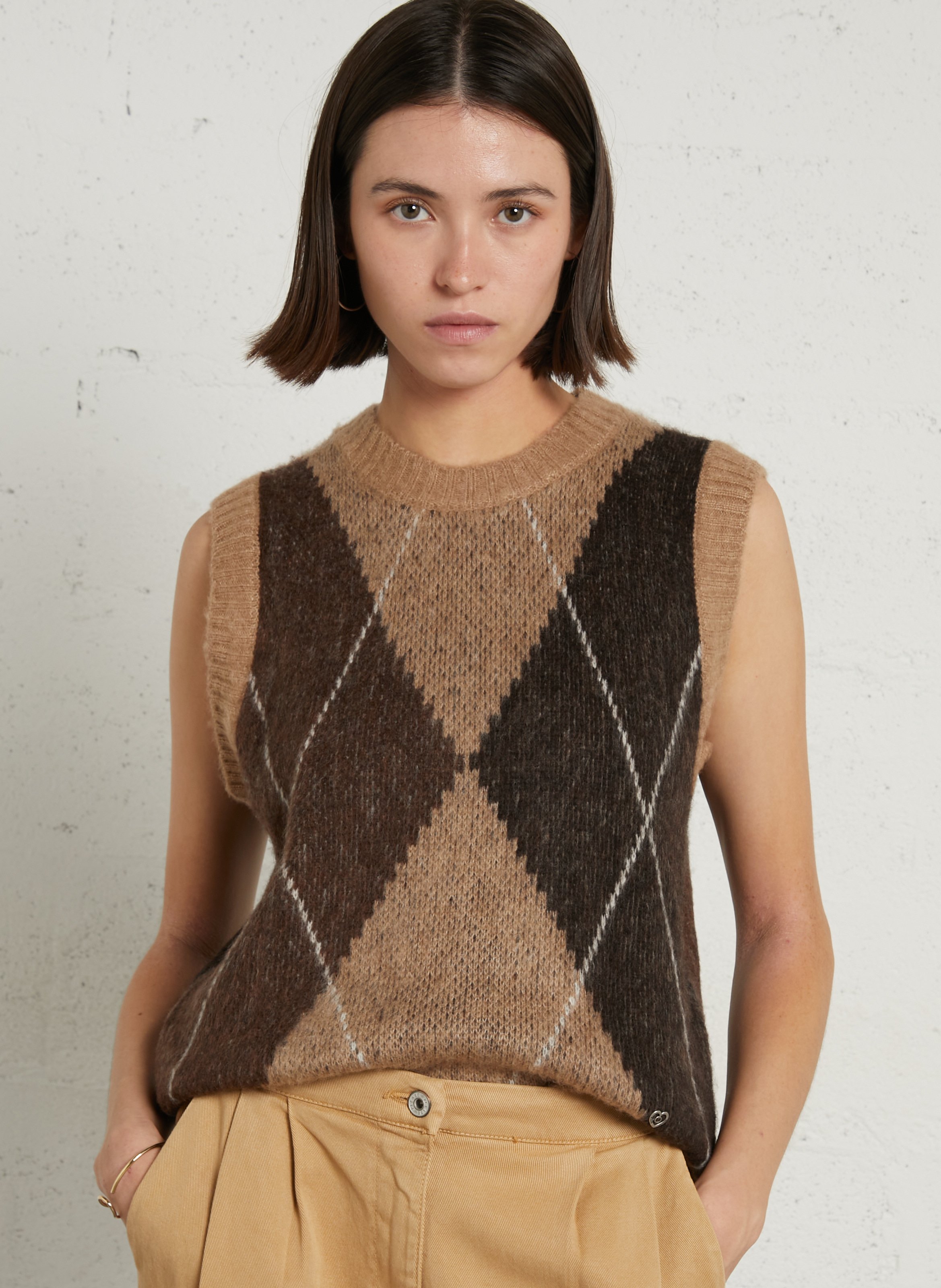 Oversized trui met ronde hals PLEASE Bruin