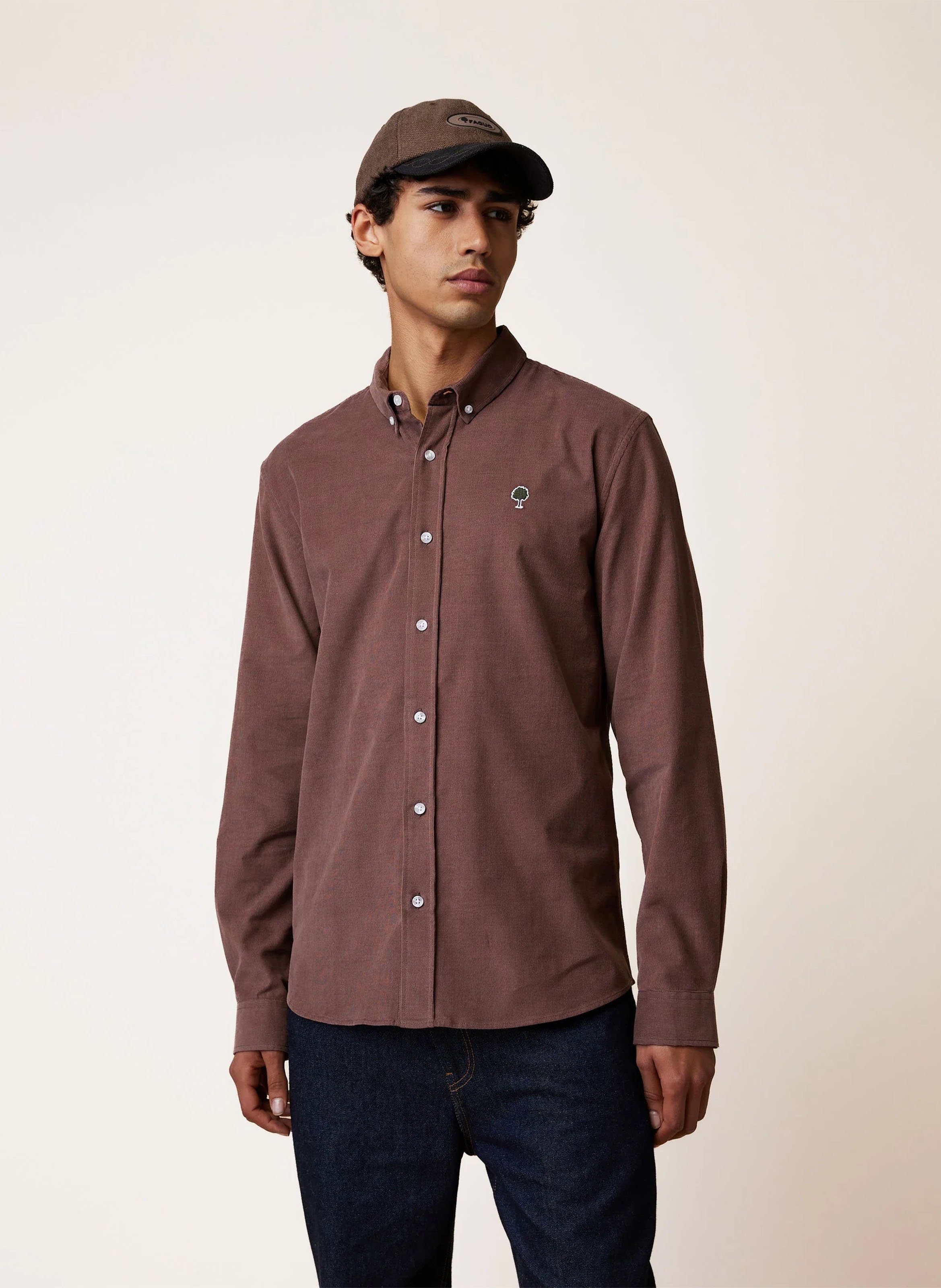 Baumwollbluse mit klassischem Kragen FAGUO Violett