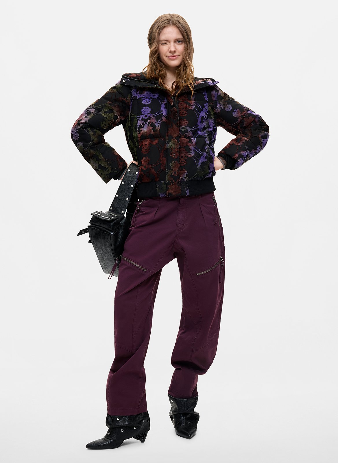Puffer Jacket with Truck Driver Collar DESIGUAL Black