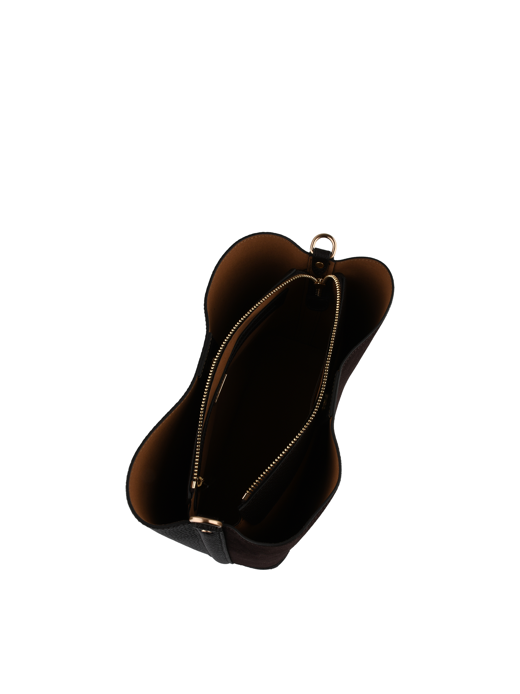 Sac porté épaule en cuir de vachette façon daim POURCHET Marron