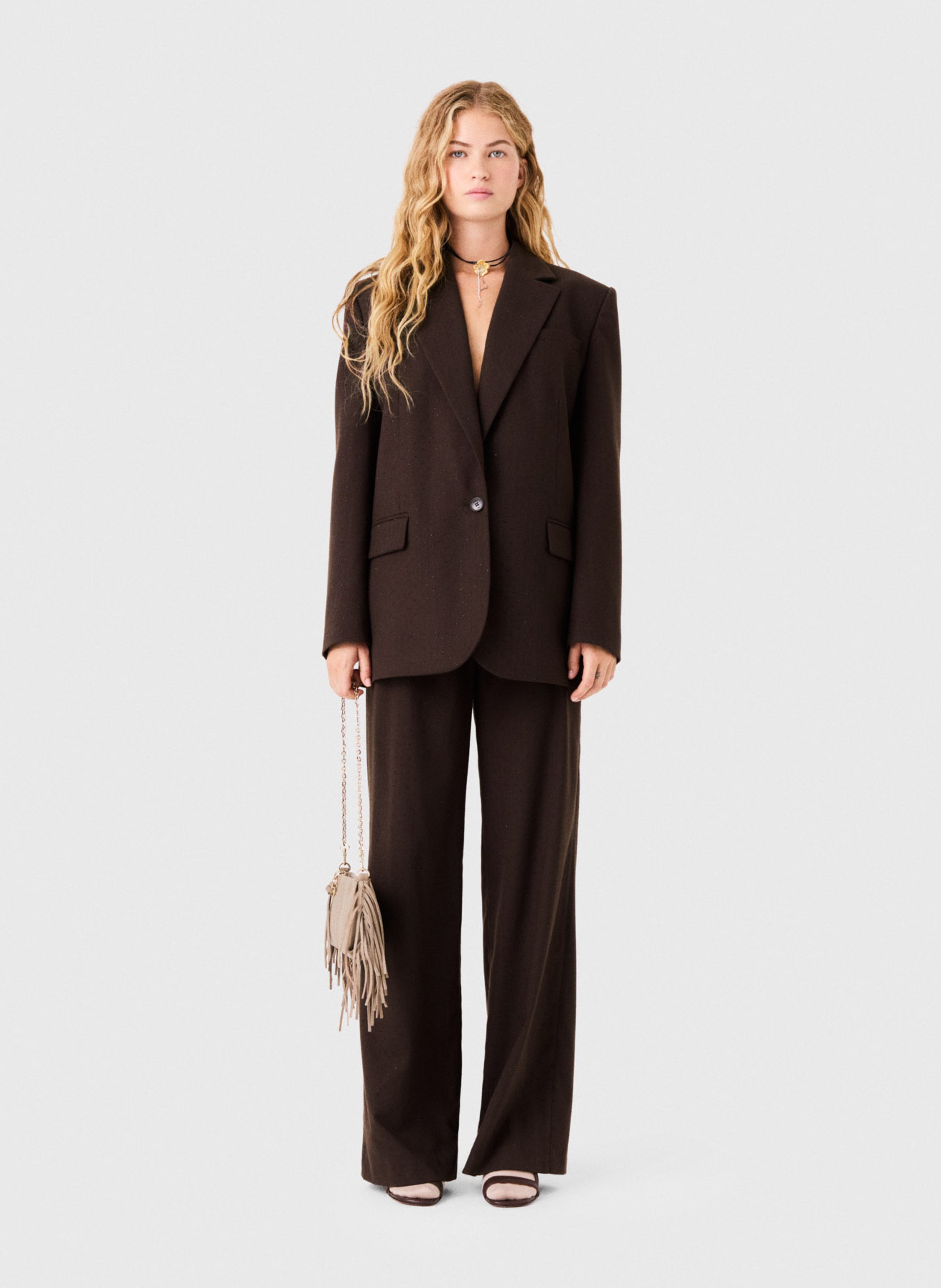Blazer met rechte snit versierd met strass MAJE Bruin