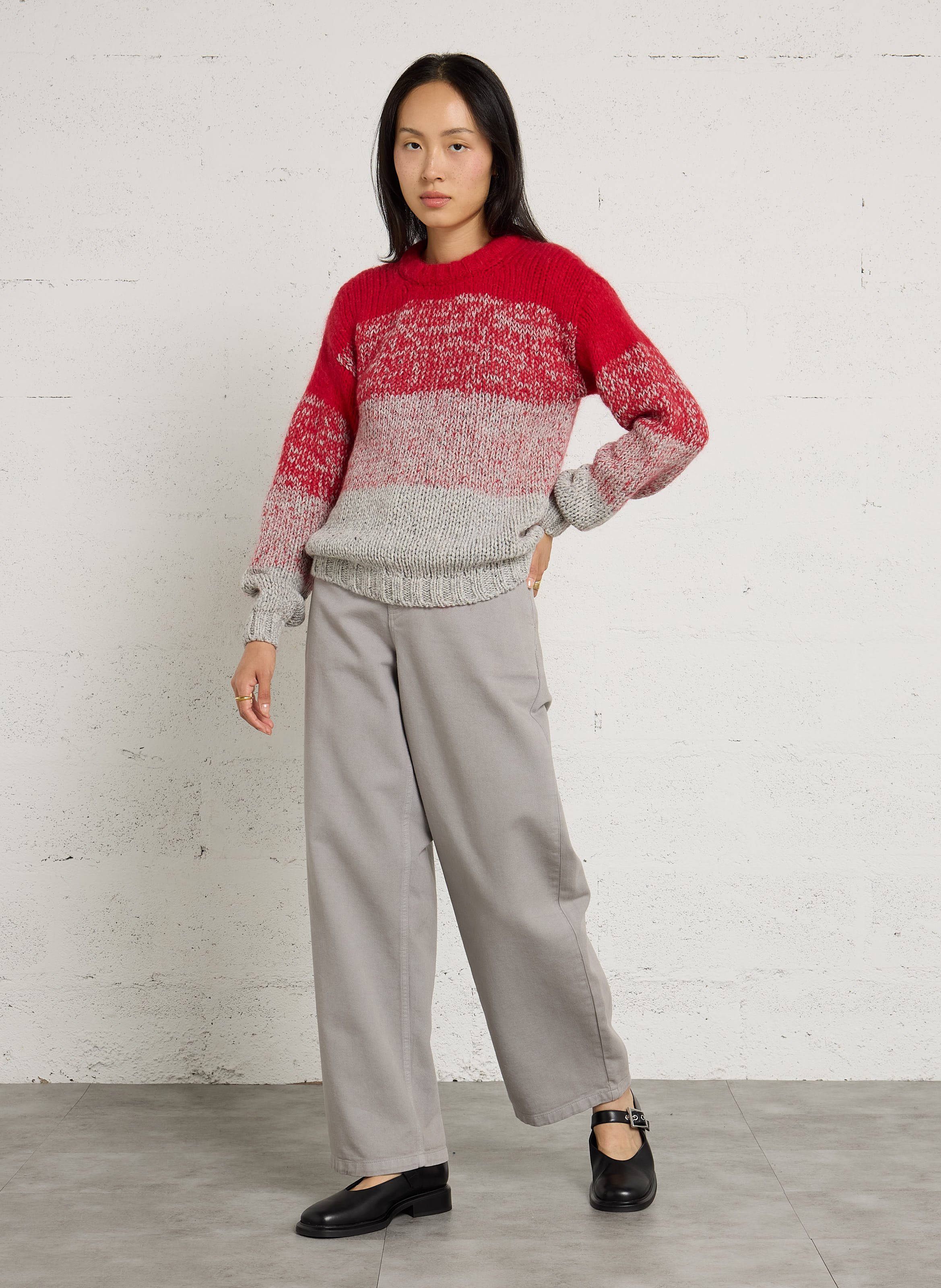 Gerade geschnittener Wollmix-Pullover LEON & HARPER Rot