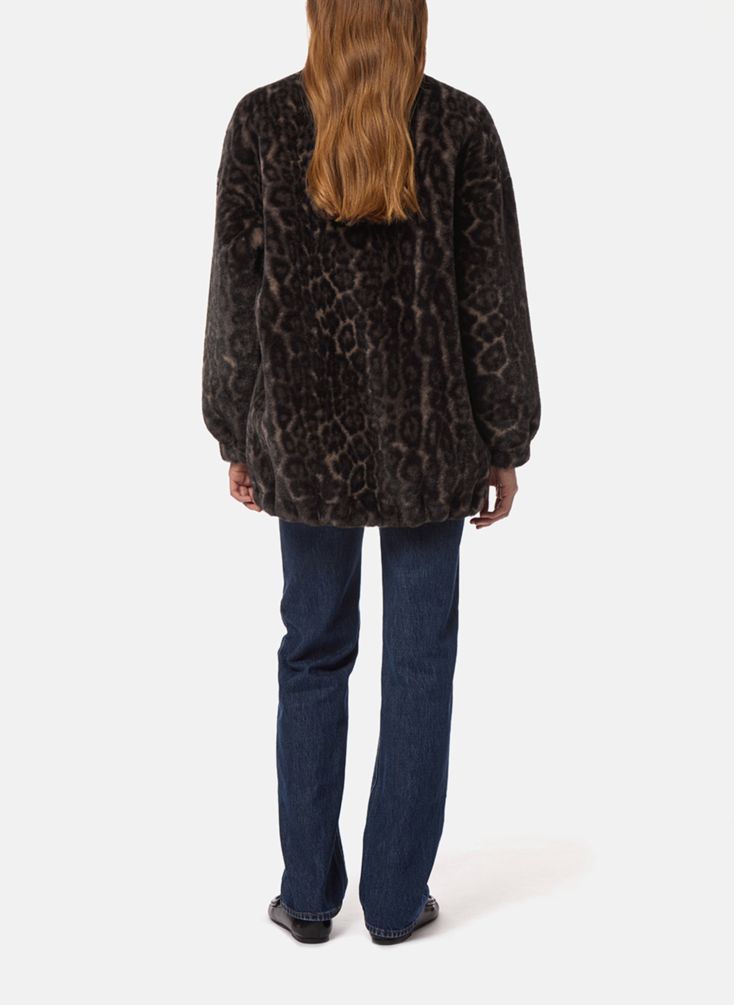 Ruime jas met opstaande kraag met bontlook APPARIS Veelkleurig