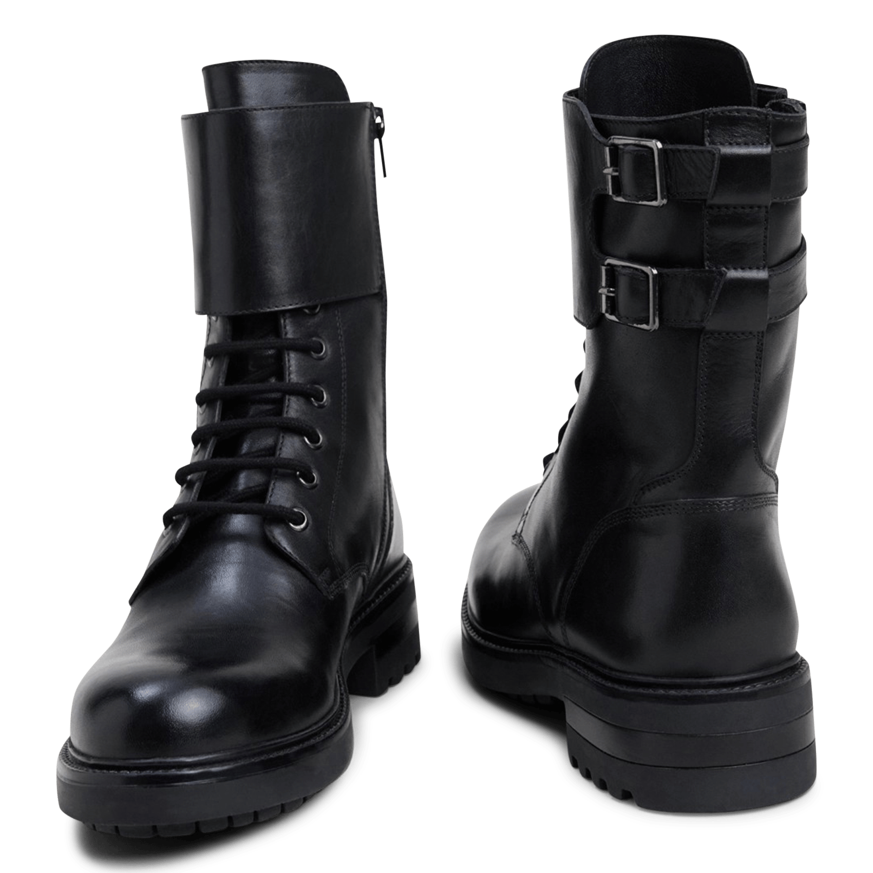 Bottines à lacets et boucles en cuir JONAK Noir