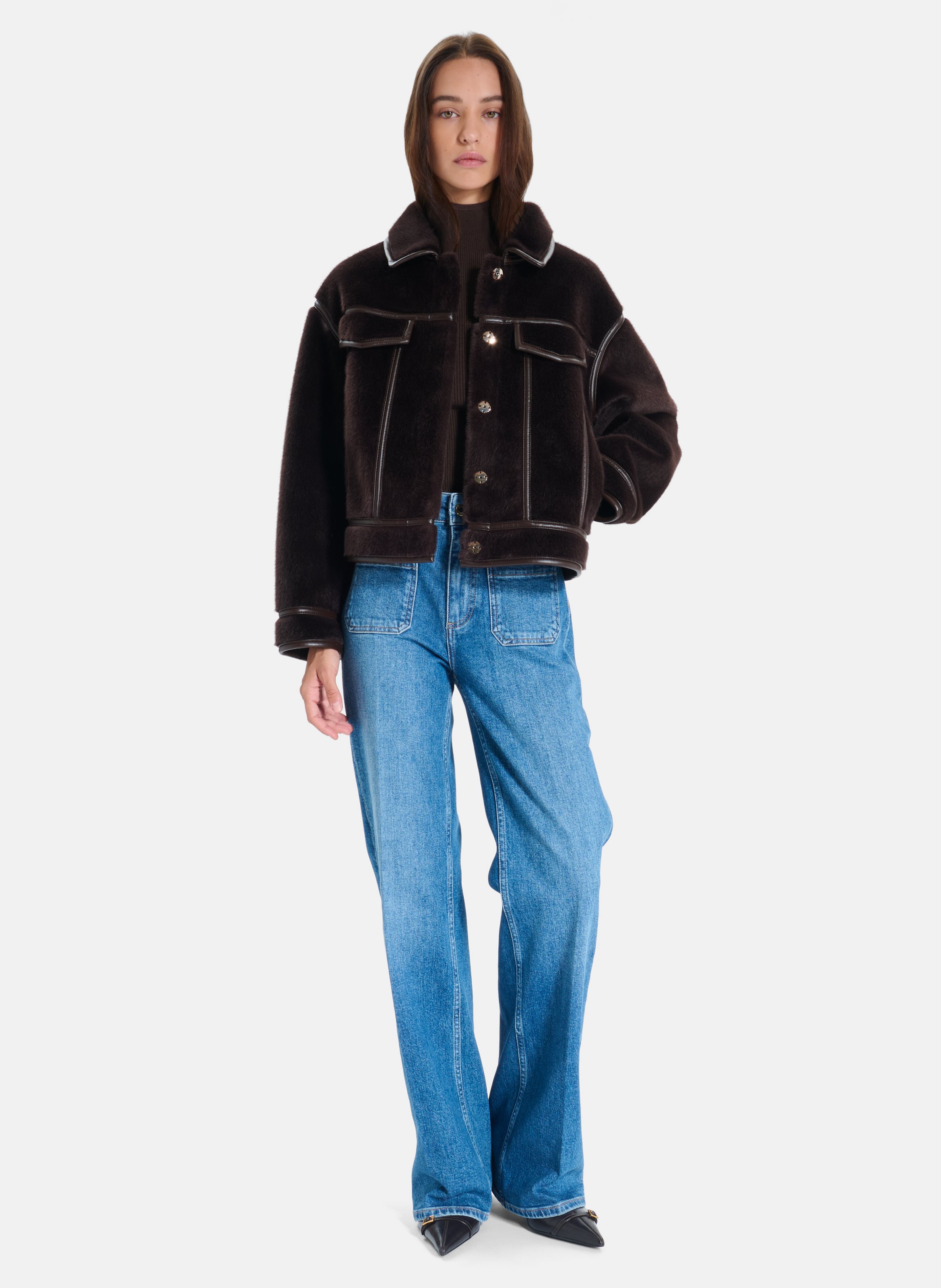 Hoge taille recht model jeans uni ZAPA Blauw