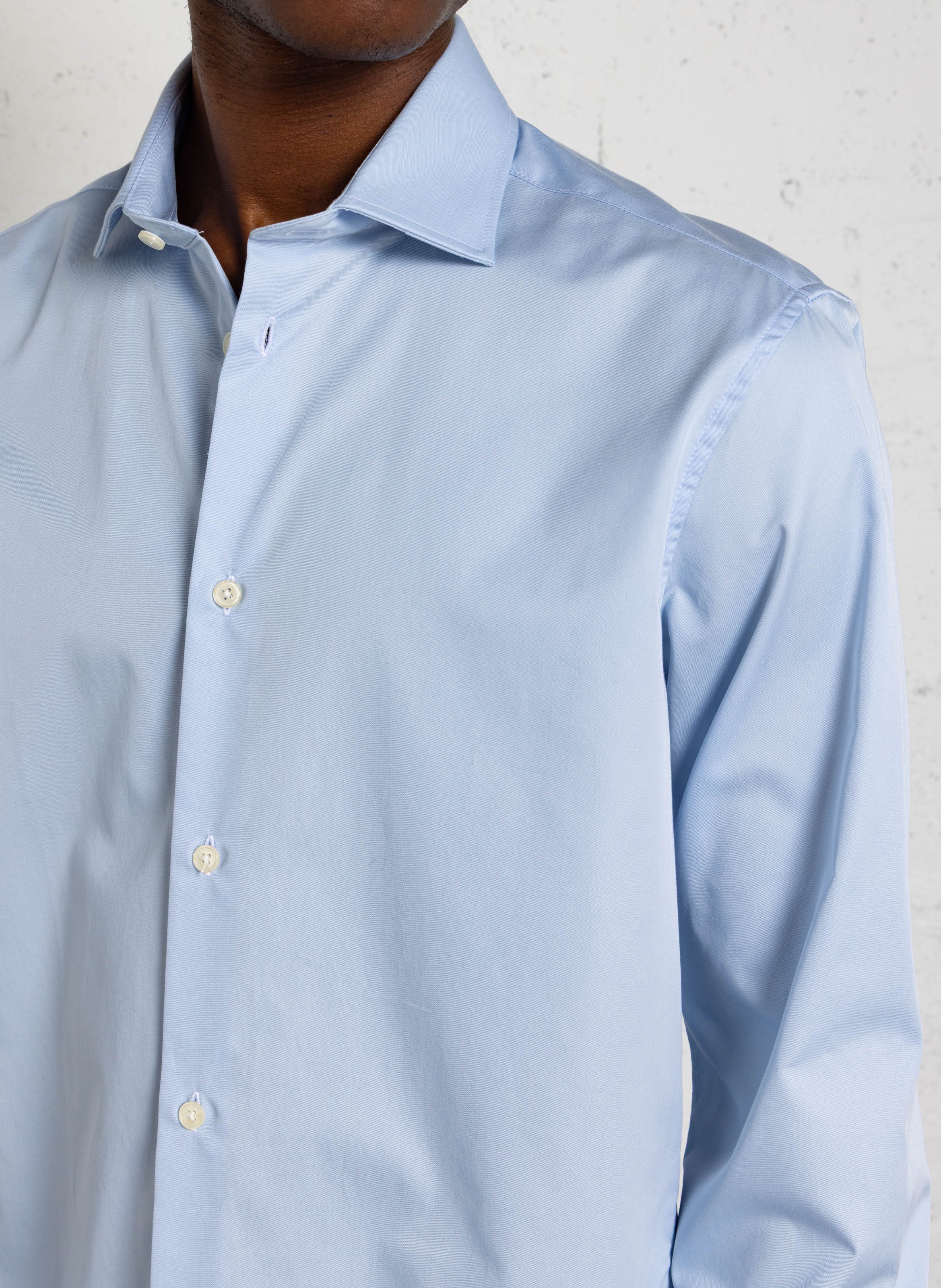 Chemise col classique en coton AU PRINTEMPS PARIS Bleu